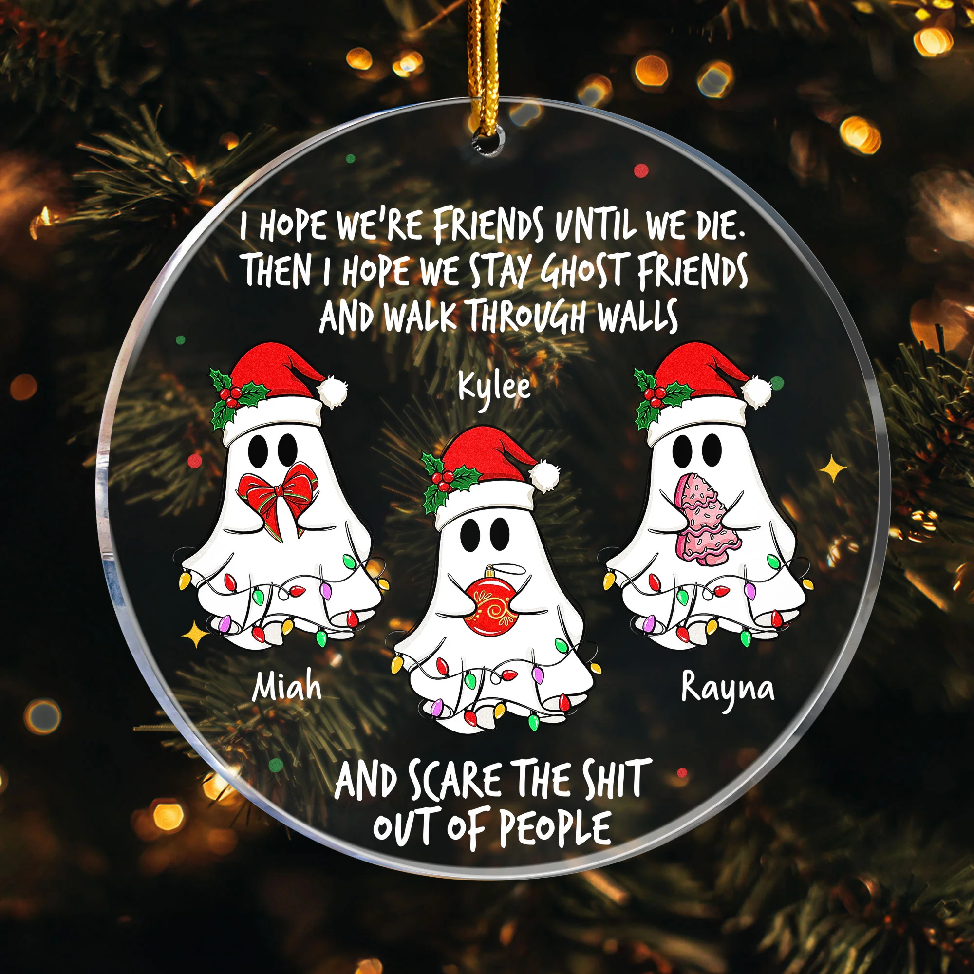 Ghost Friends Funny - Personalized Acrylic Ornament - Gift For Friend, Halloween Ornament - Image 3