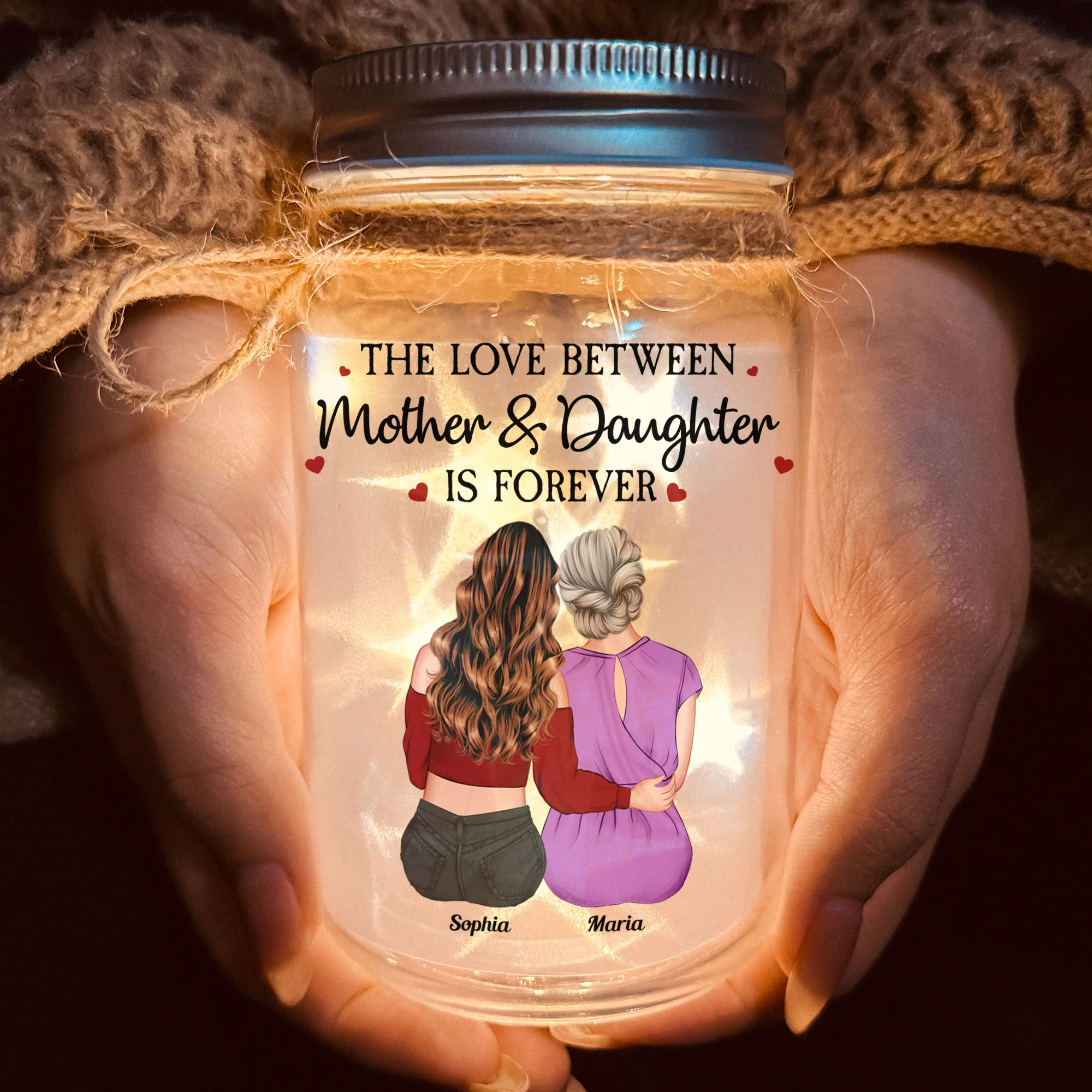 Gift For Daughter Never Forget That I Love You - Personalized Mason Jar Light - Image 3