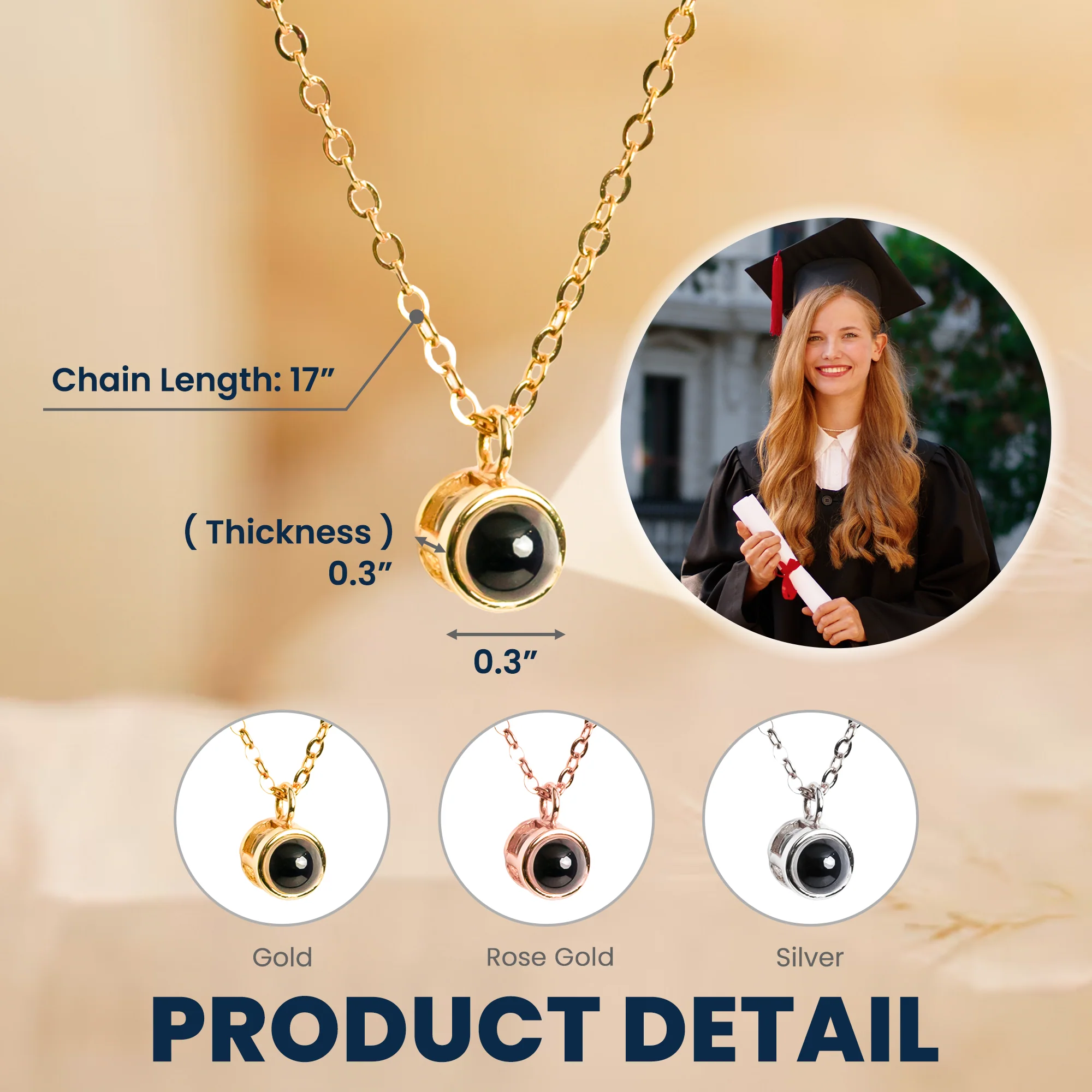 Gift For Daughter - Personalized Photo Projection Necklace - Image 11