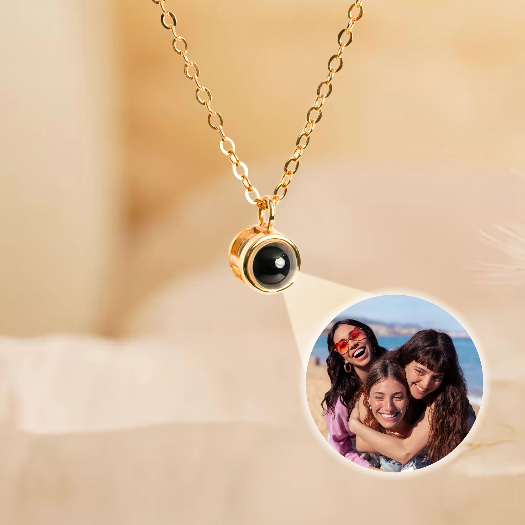 Gift For Friends Besties Sisters - Personalized Photo Projection Necklace - Image 4