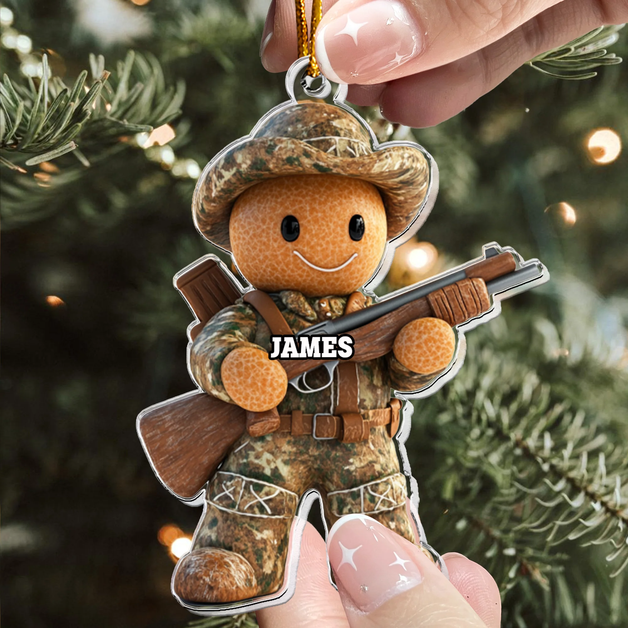 Gift For Hunting Lovers Gingerbread - Personalized Acrylic Ornament - Image 2