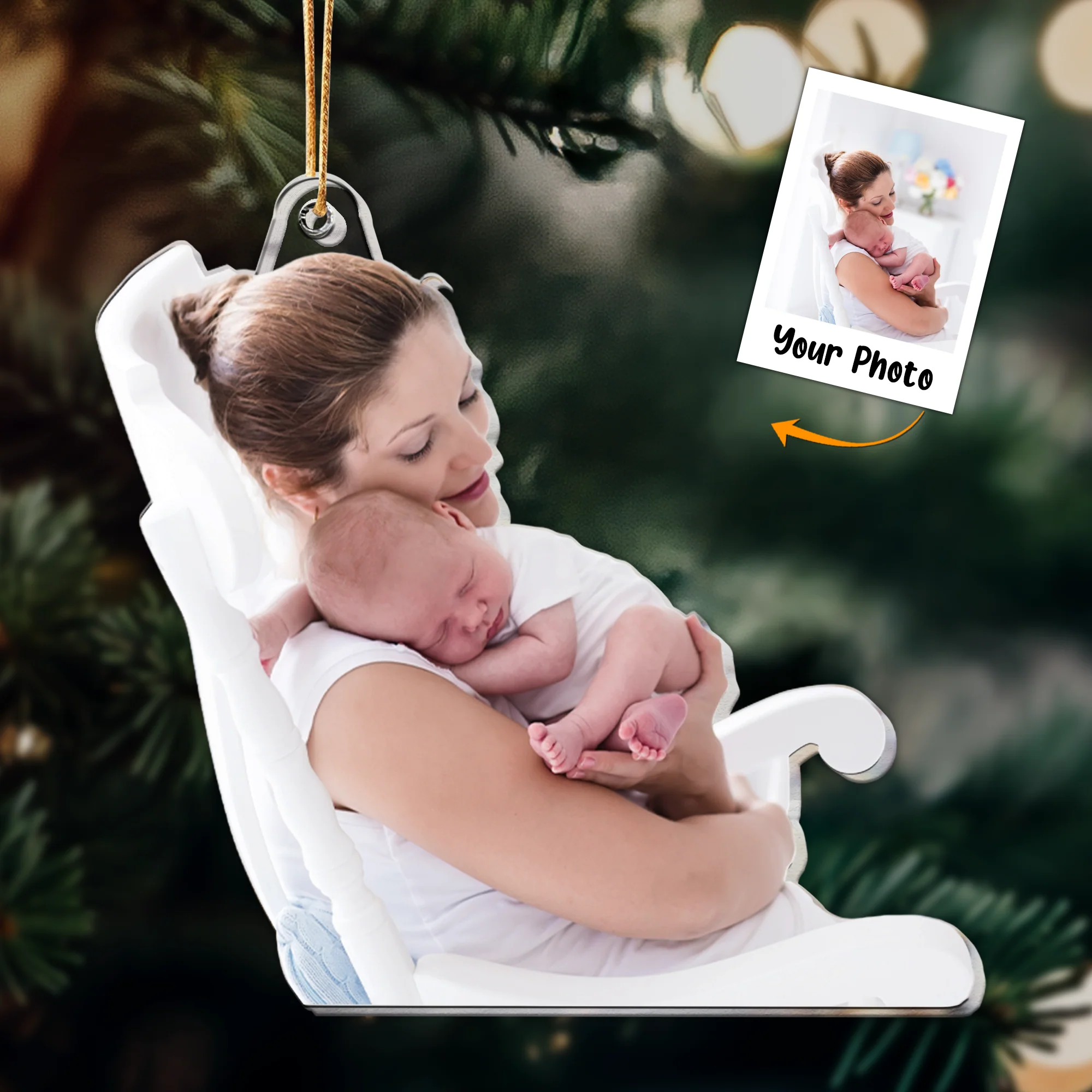 Gift For New Mom - Personalized Acrylic Photo Ornament - Image 2