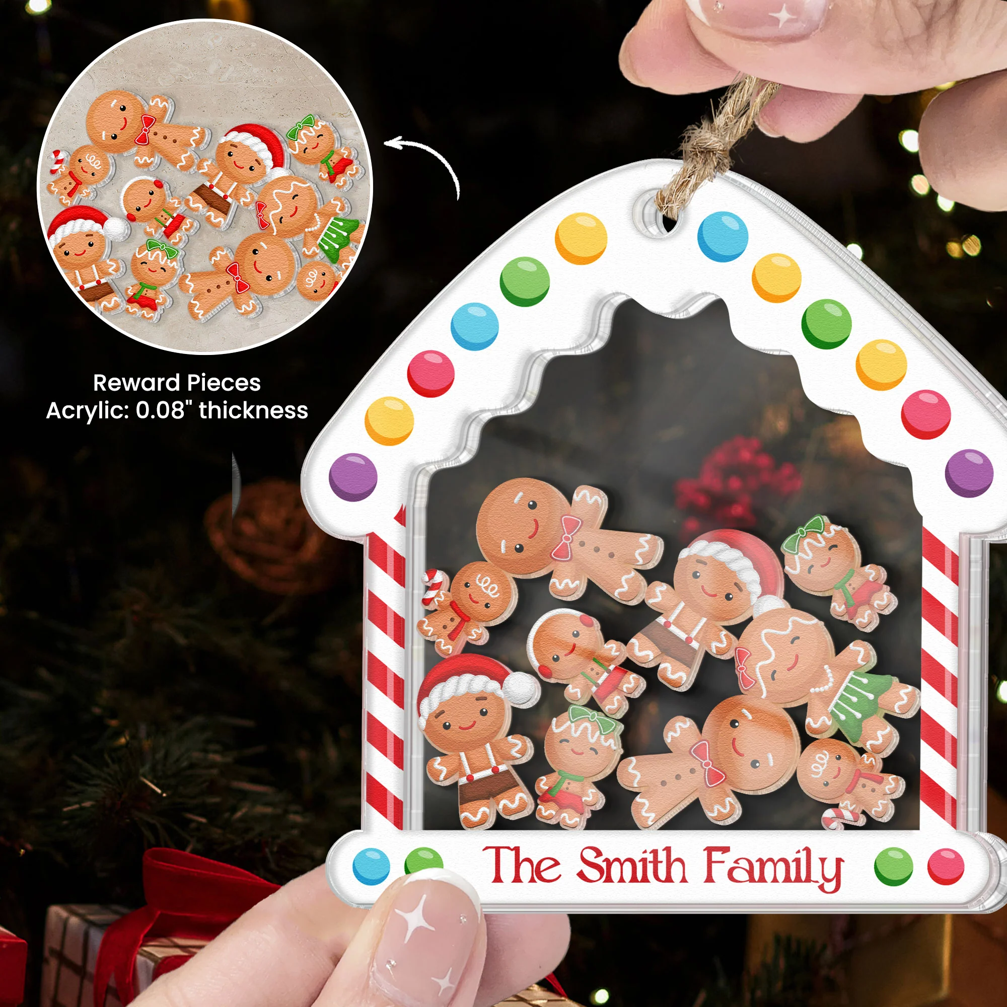 Ginger Siblings - Personalized 3 Layered Christmas Shaker Ornament - Image 3