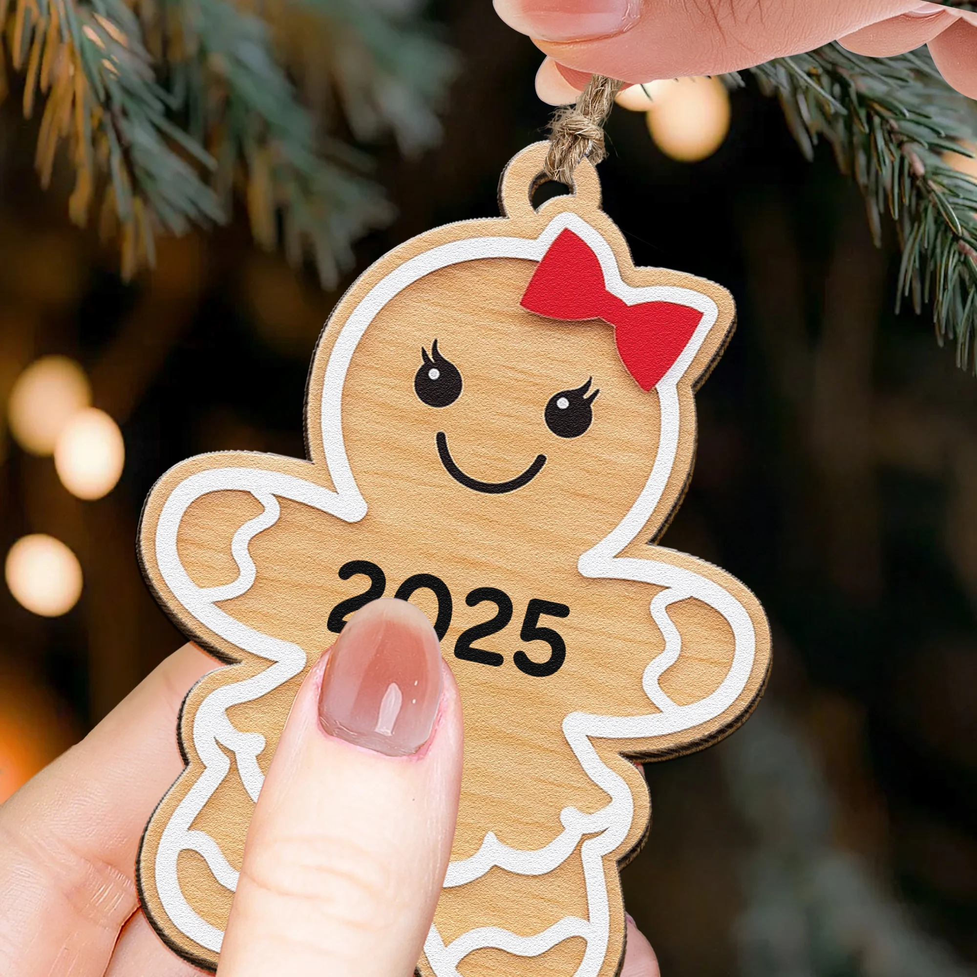 Gingerbread Christmas Cookie - Wooden Ornament - Image 2