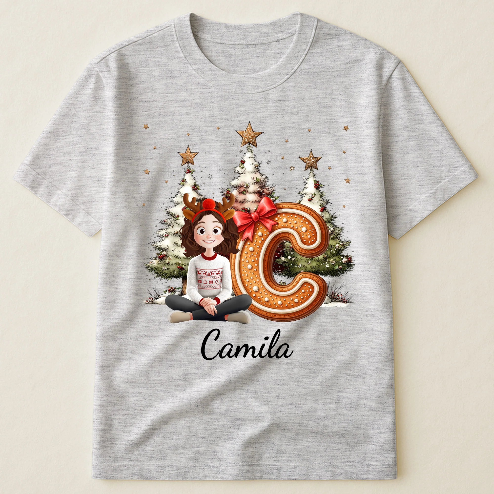 Gingerbread Family Alphabet Christmas Style - Personalized Shirt - Image 2
