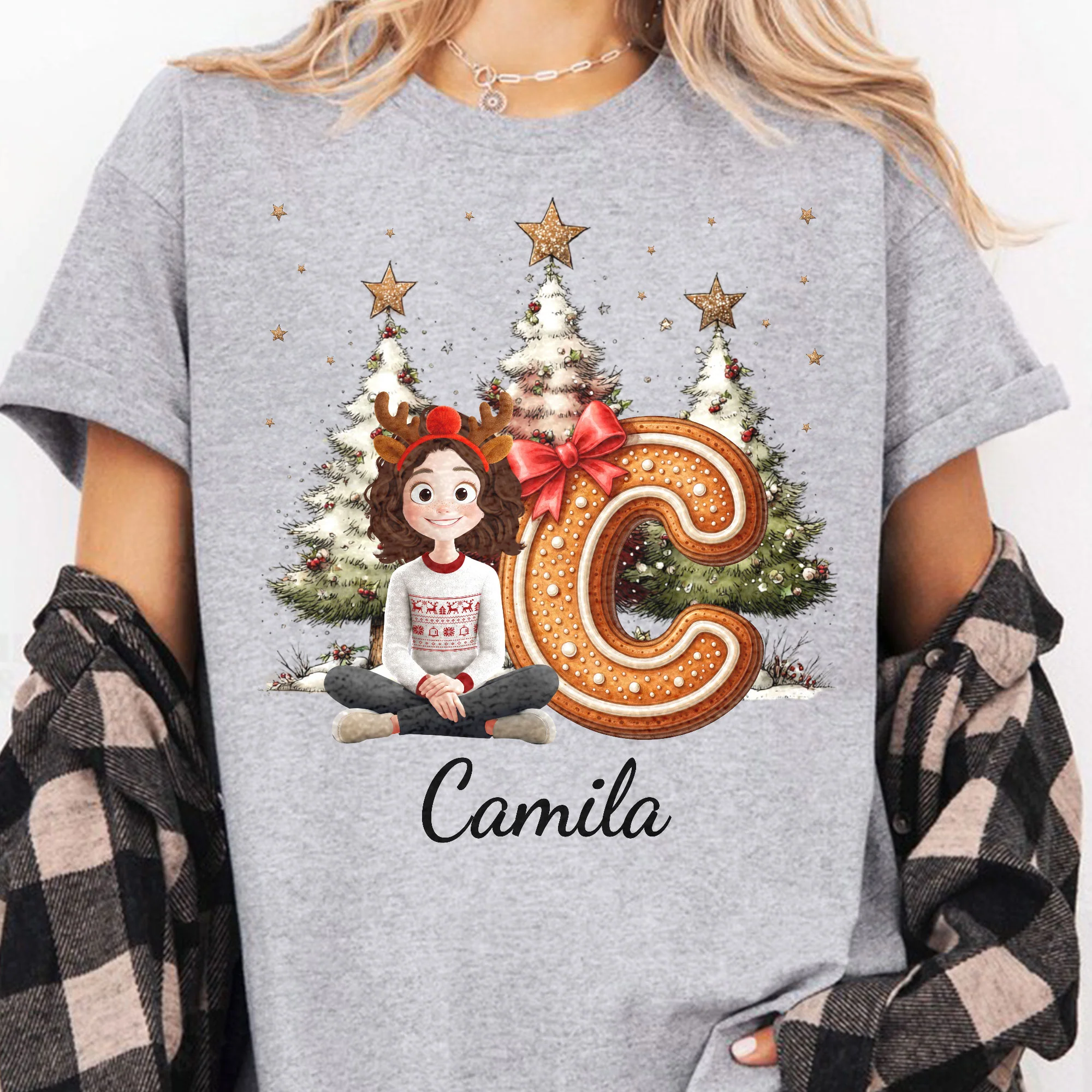 Gingerbread Family Alphabet Christmas Style - Personalized Shirt - Image 3