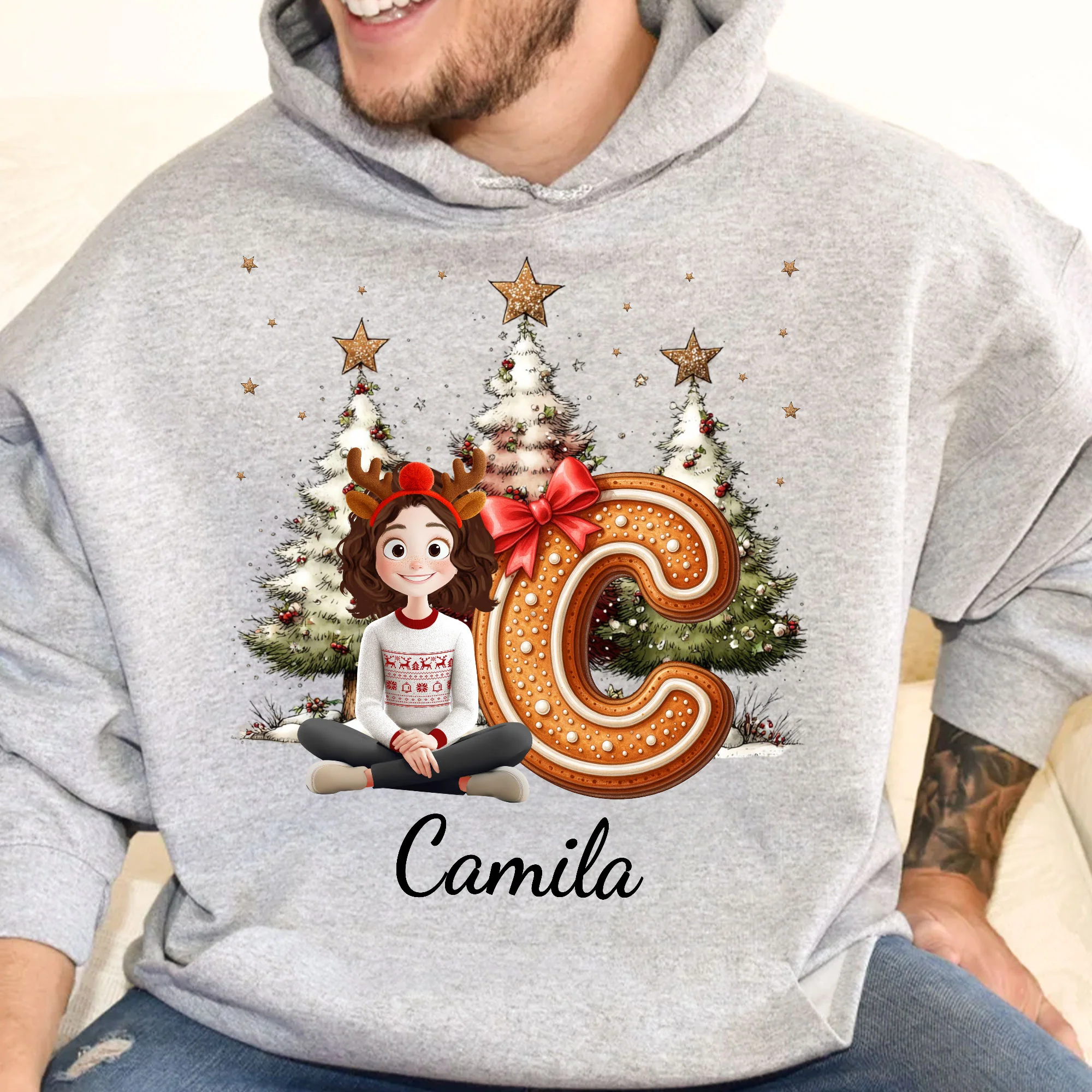 Gingerbread Family Alphabet Christmas Style - Personalized Shirt - Image 7