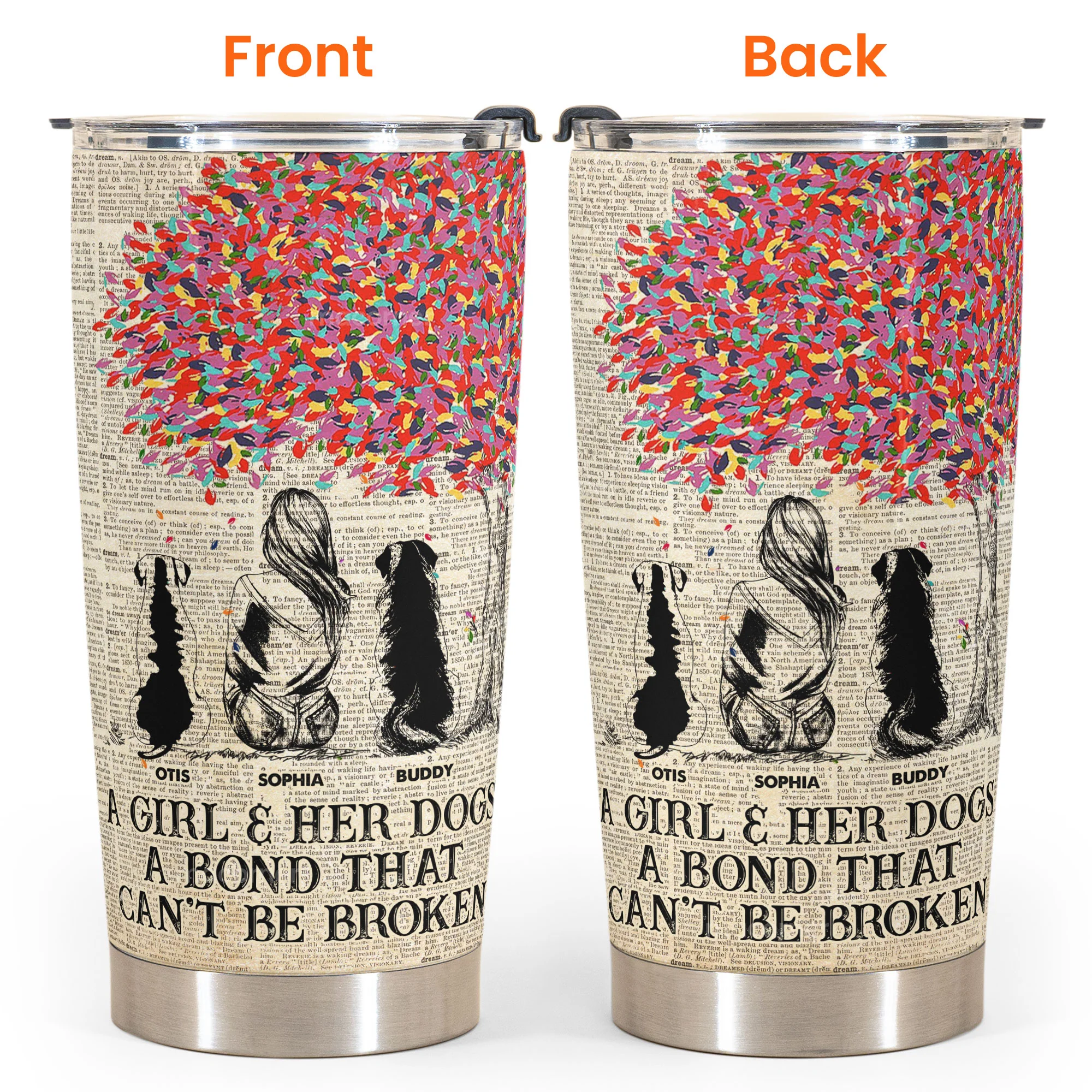 Girl And Dogs A Bond Can't Be Broken - Sketch Version - Personalized Tumbler Cup - Image 5