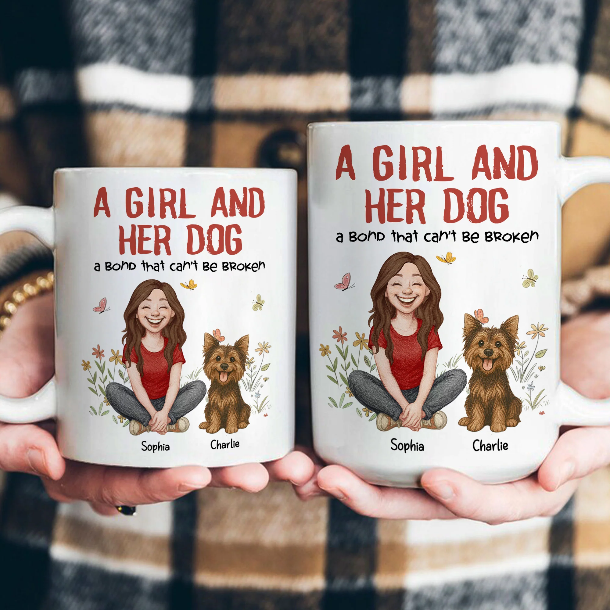 A Girl A Man And Their Dogs - A Bond That Can't Be Broken - Personalized Mug - Image 4