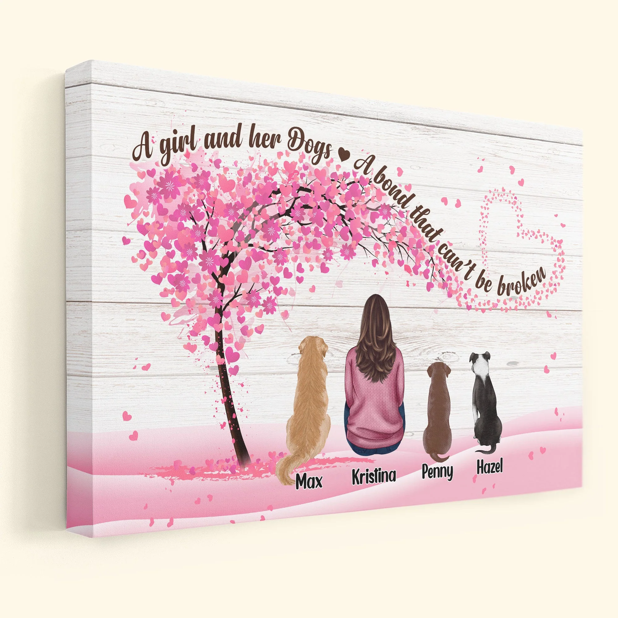 Girl And Her Pets - A Bond That Can Be Broken - Personalized Poster/Wrapped Canvas - Birthday Gift For Dog Lover, Cat Lover, Dog Owner, Cat Owner, Pet Lover - Image 2