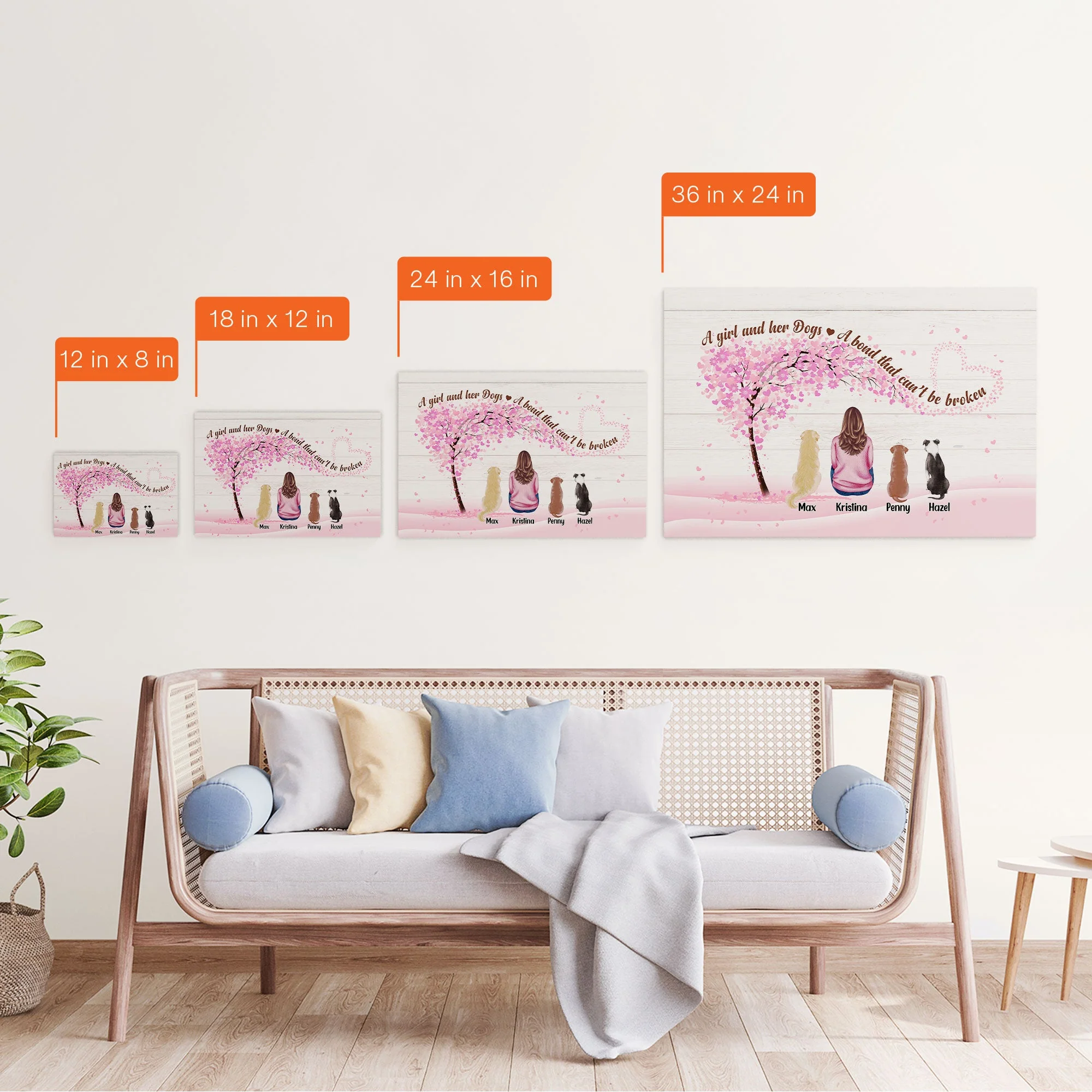Girl And Her Pets - A Bond That Can Be Broken - Personalized Poster/Wrapped Canvas - Birthday Gift For Dog Lover, Cat Lover, Dog Owner, Cat Owner, Pet Lover - Image 4