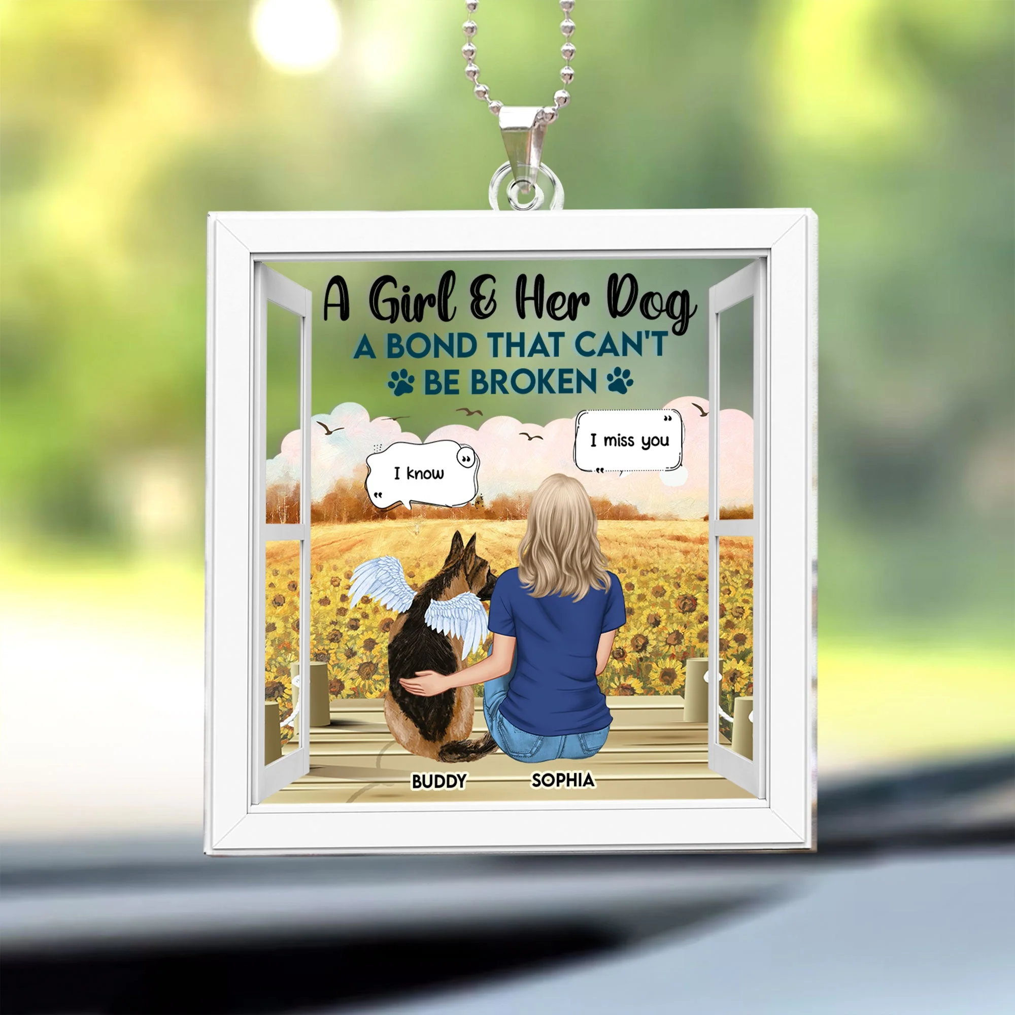 Girl & Her Dog A Bond That Can't Be Broken - Personalized Rear View Mirror Accessory - Image 4