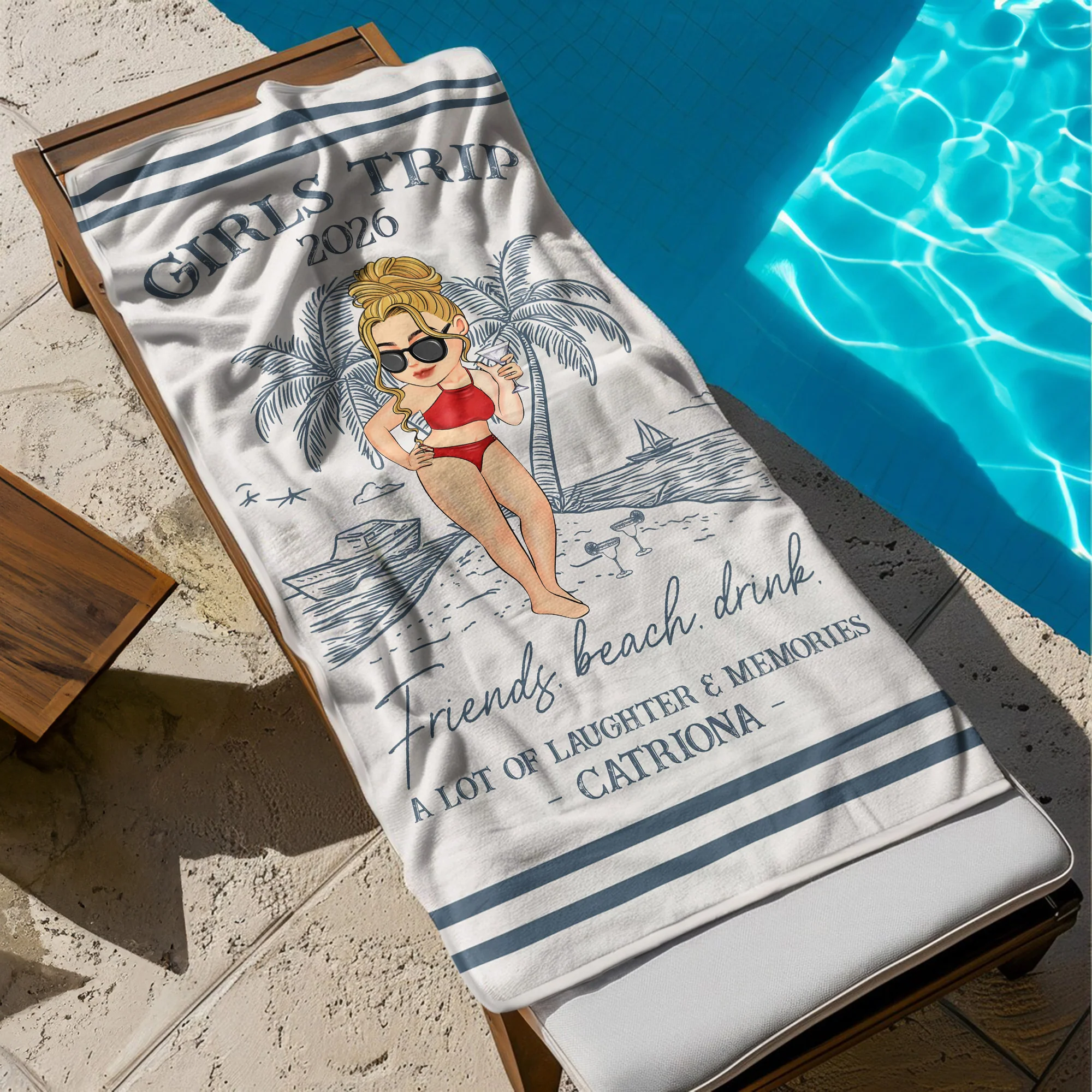 Girls Trip Summer - Personalized Quick-Dry Beach Towel - Image 4
