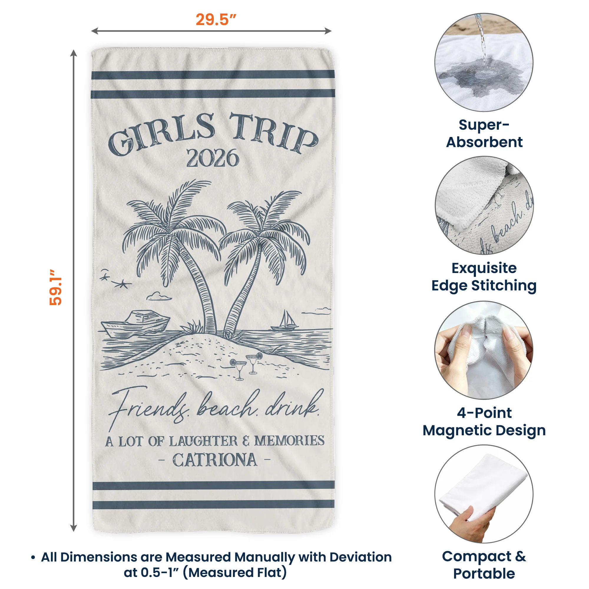 Girls Trip Summer Time In Style - Personalized Beach Towel - Image 6