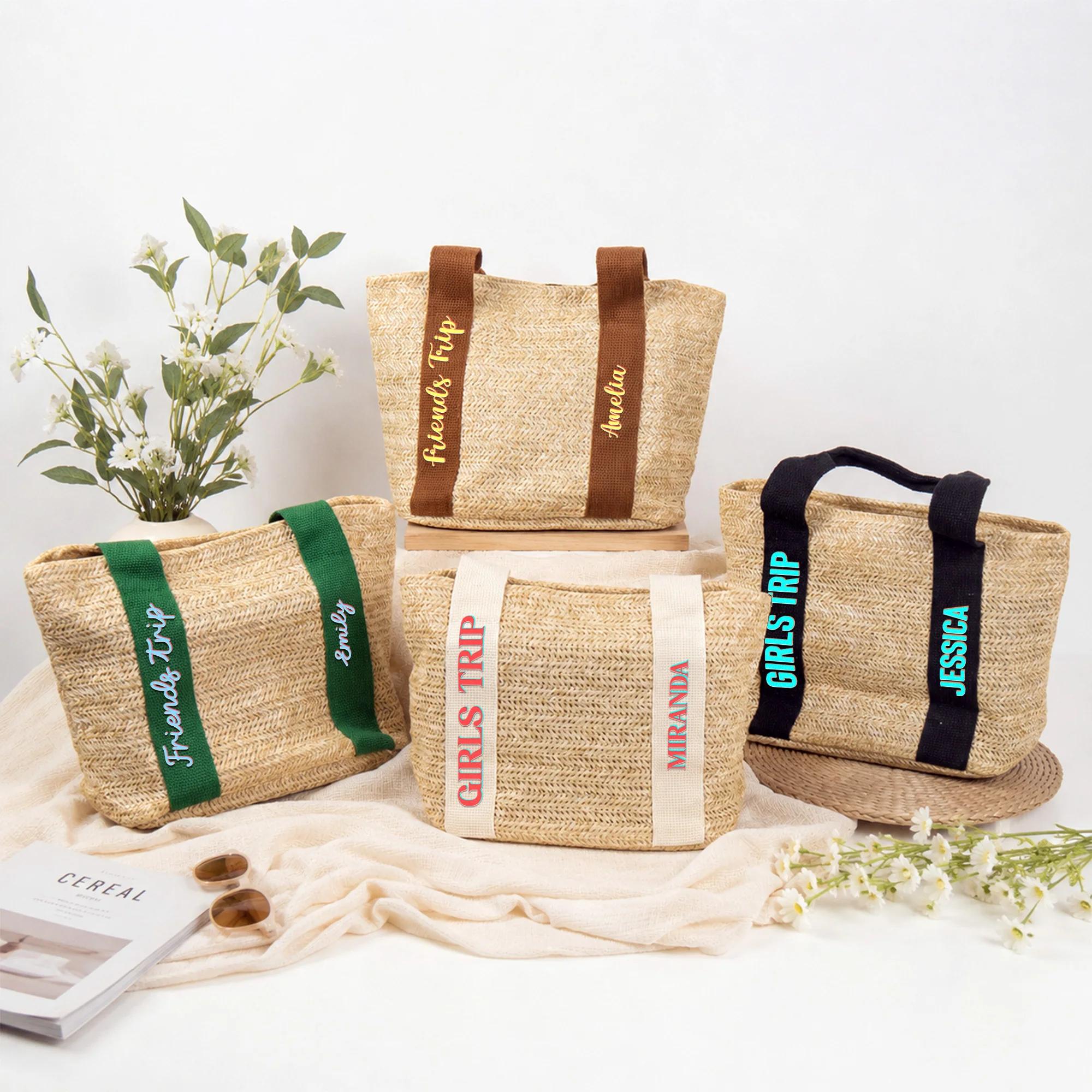Girls Trip With Names - Personalized Straw Bag - Image 3