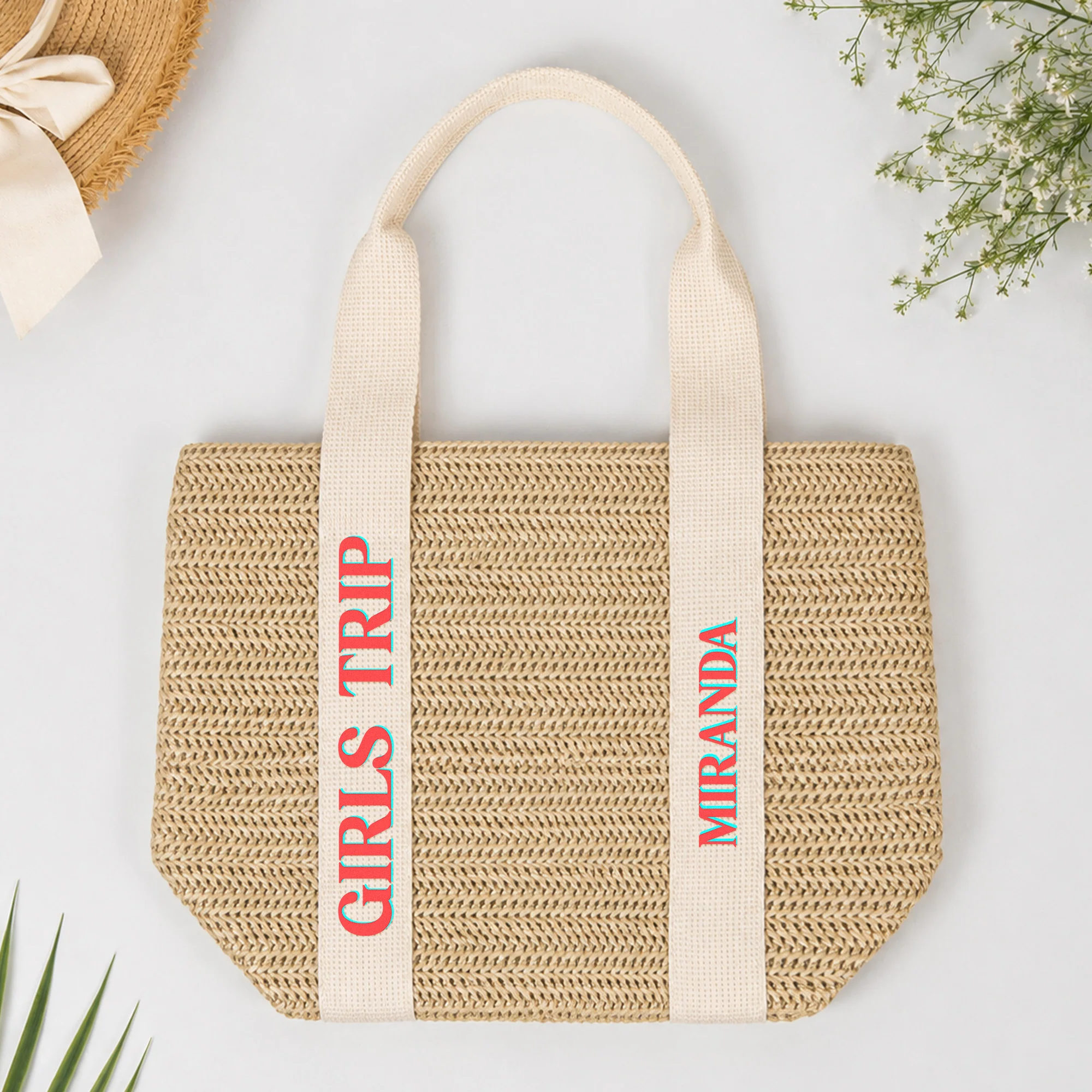 Girls Trip With Names - Personalized Straw Bag - Image 5