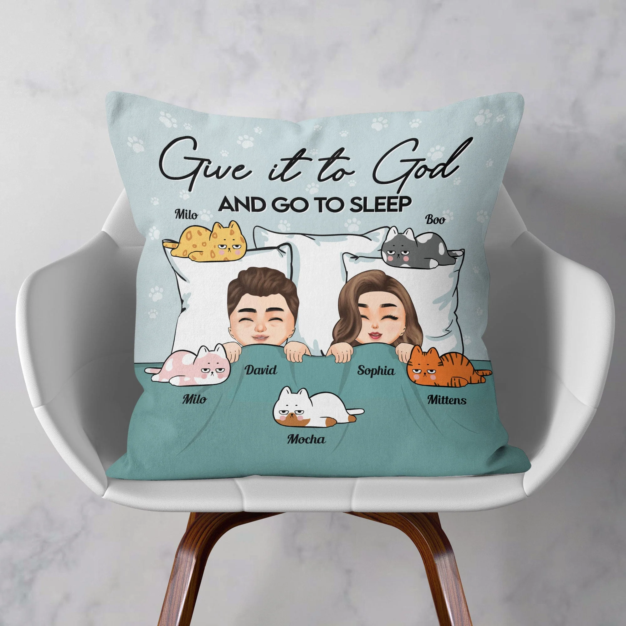 Give It To God And Go To Sleep Couple Edition - Personalized Pillow (Insert Included) - Image 2