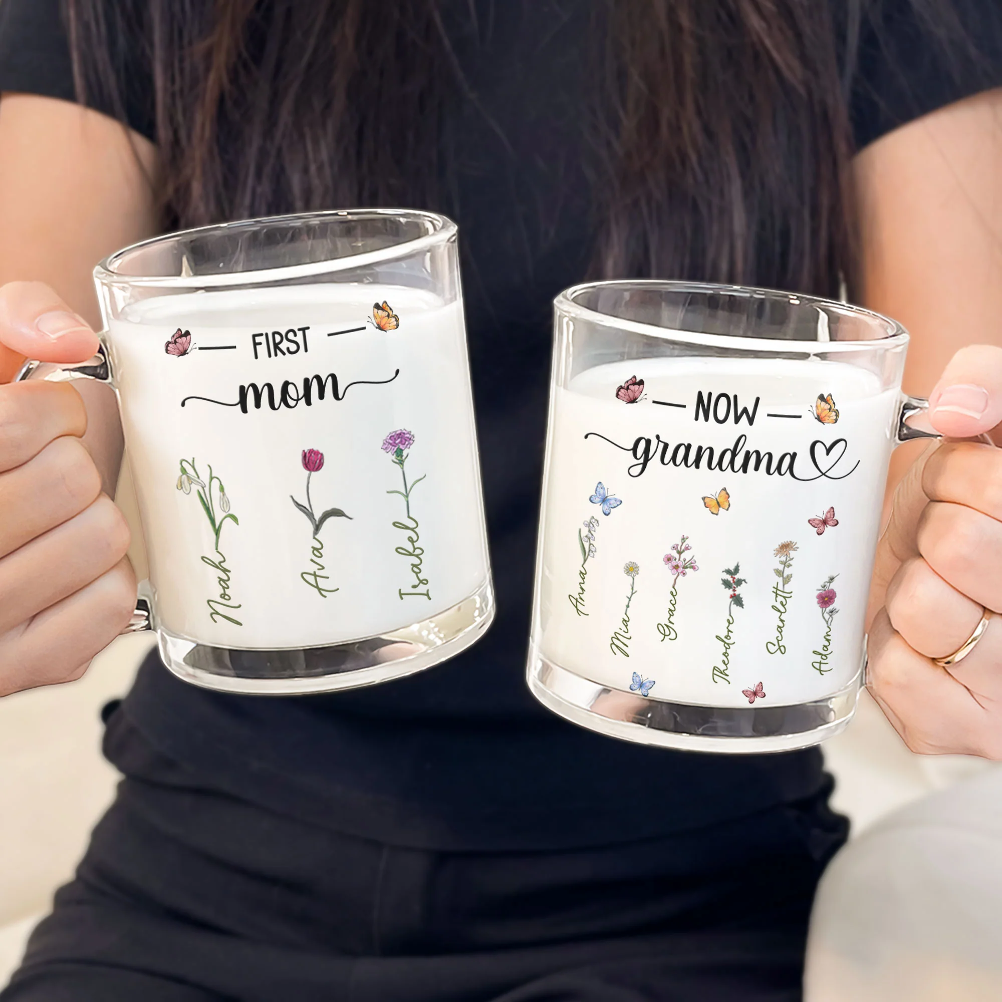 Glass Mug First Mom Now Grandma - Personalized Glass Mug - Image 3
