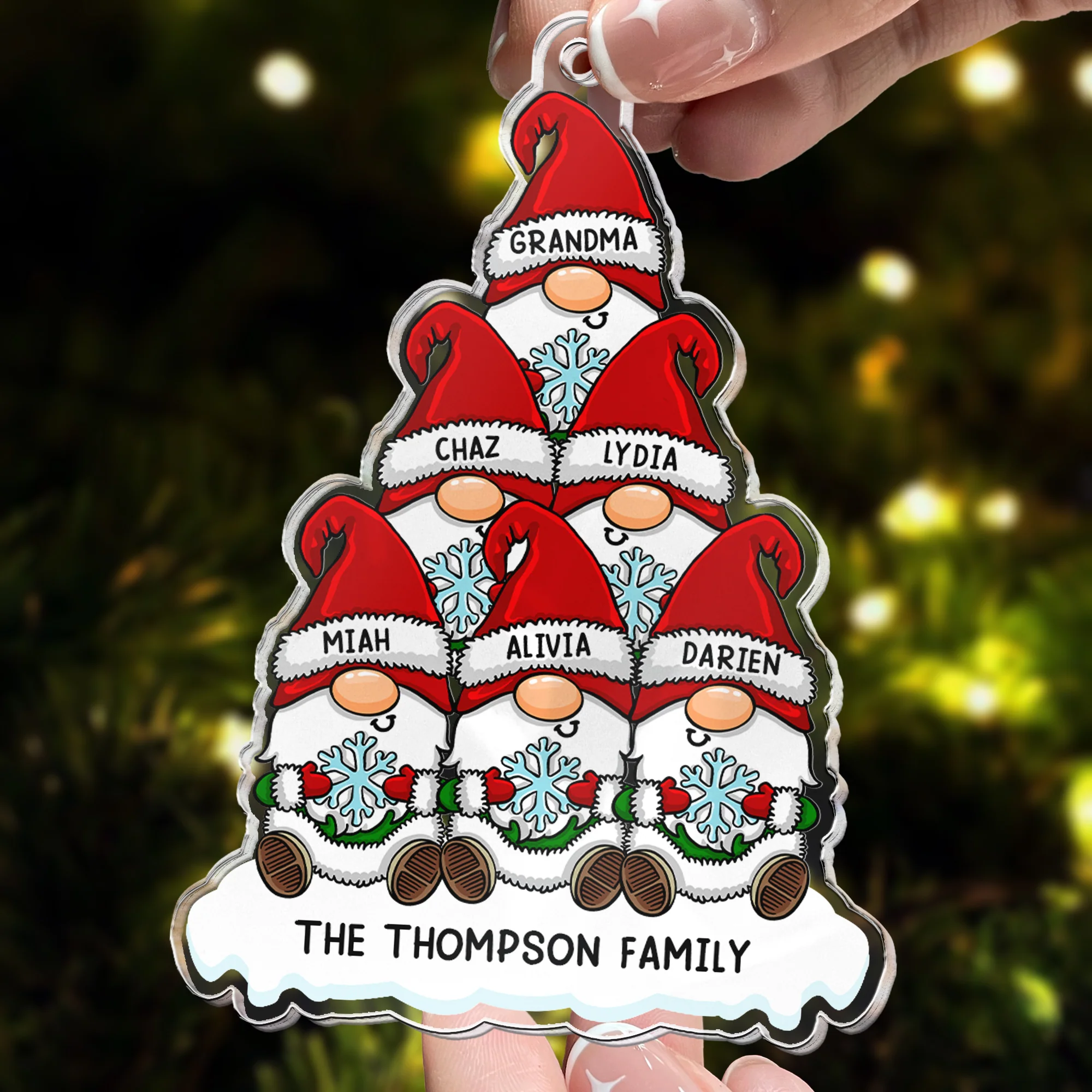Gnome Family - Personalized Acrylic Ornament - Image 2