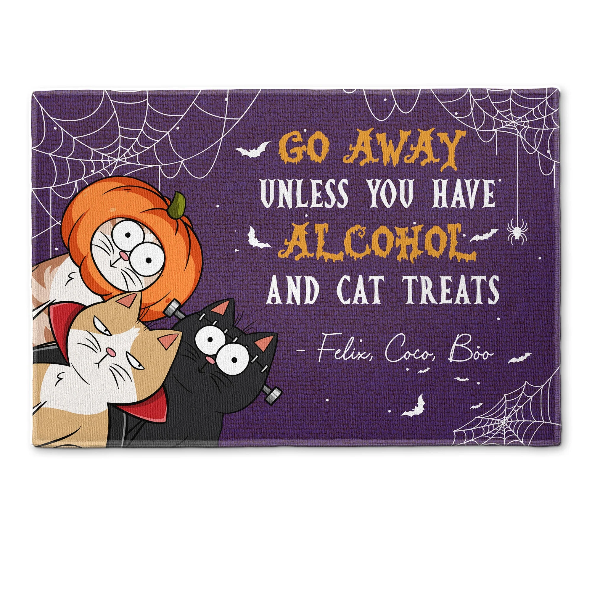 Go Away Unless You Brought Alcohol And Cat Treats Halloween Vibes - Personalized Doormat - Image 2