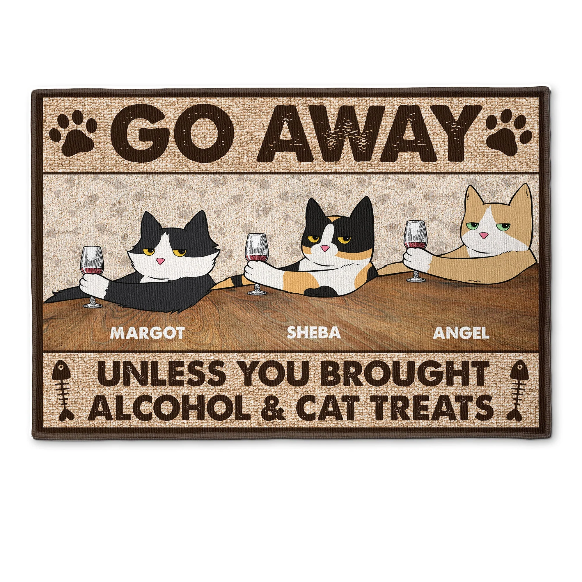 Go Away Unless You Brought Alcohol & Cat Treats - Personalized Doormat - Image 3