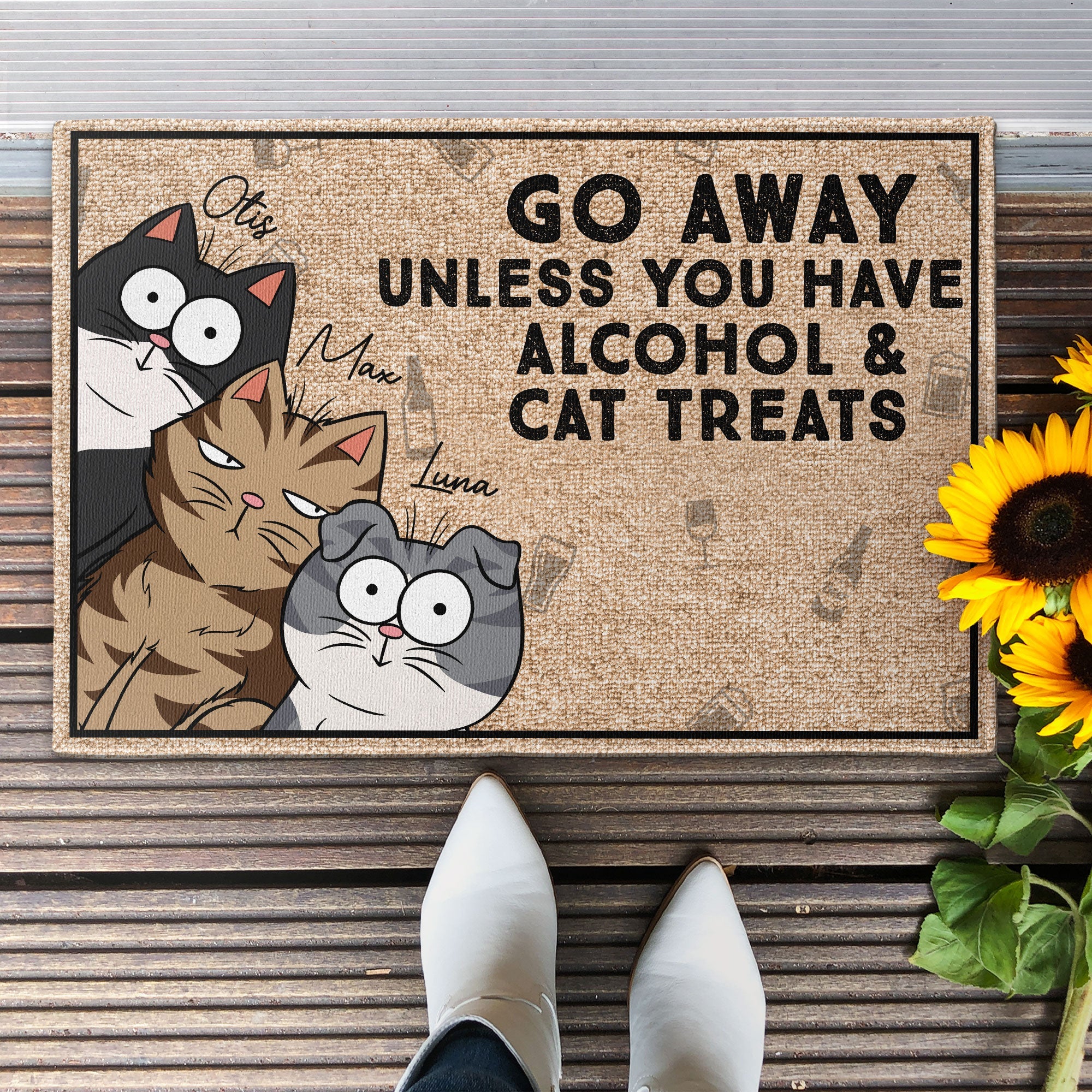 Go Away Unless You Have Alcohol & Cat Treats - Personalized Doormat - Image 2
