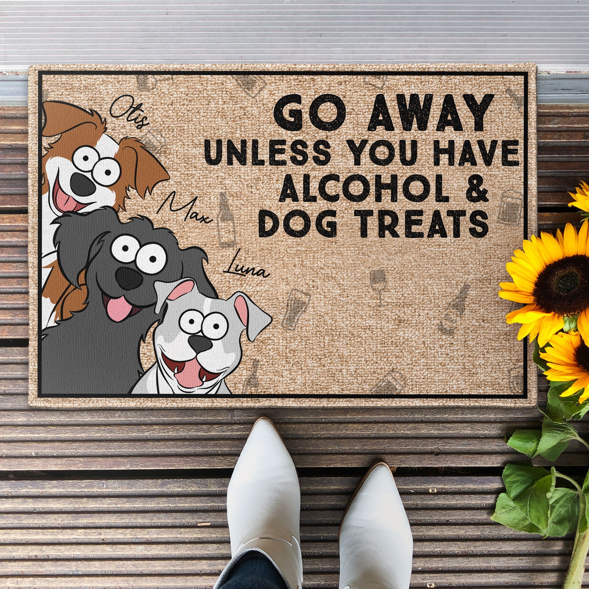 Go Away Unless You Have Alcohol & Dog Treats - Personalized Doormat - Image 2