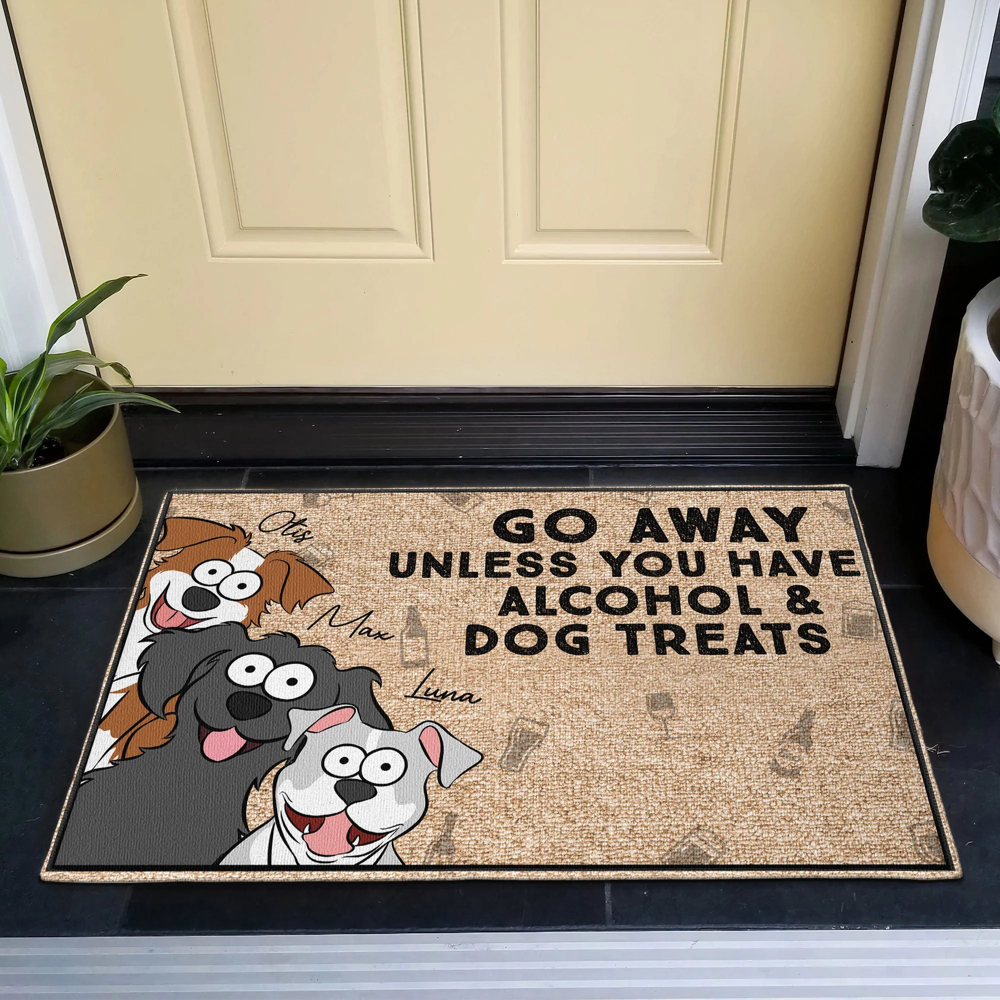 Go Away Unless You Have Alcohol & Dog Treats - Personalized Doormat - Image 4