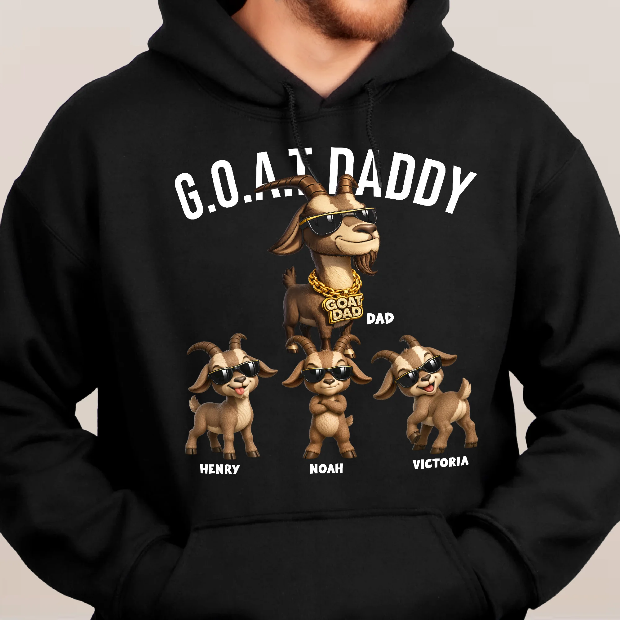 GOAT Dad - Greatest Of All Time, Father's Day Gift For Him, Dad, Papa - Personalized Shirt - Image 6