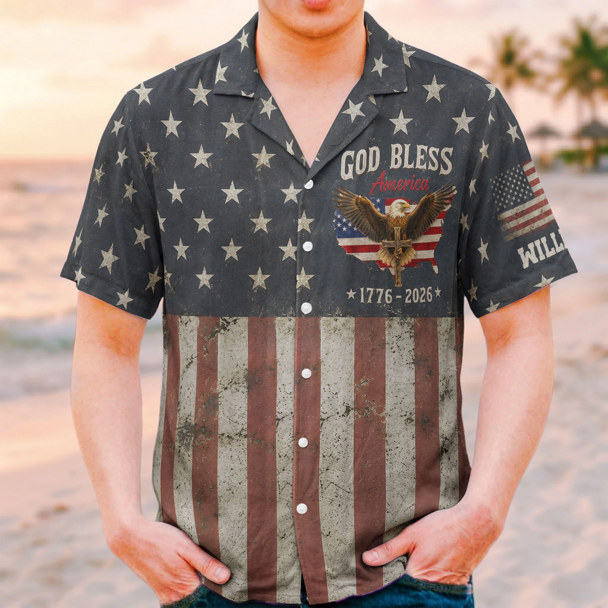 God Bless America 1776-2026 - Personalized Hawaiian Shirt - Image 2