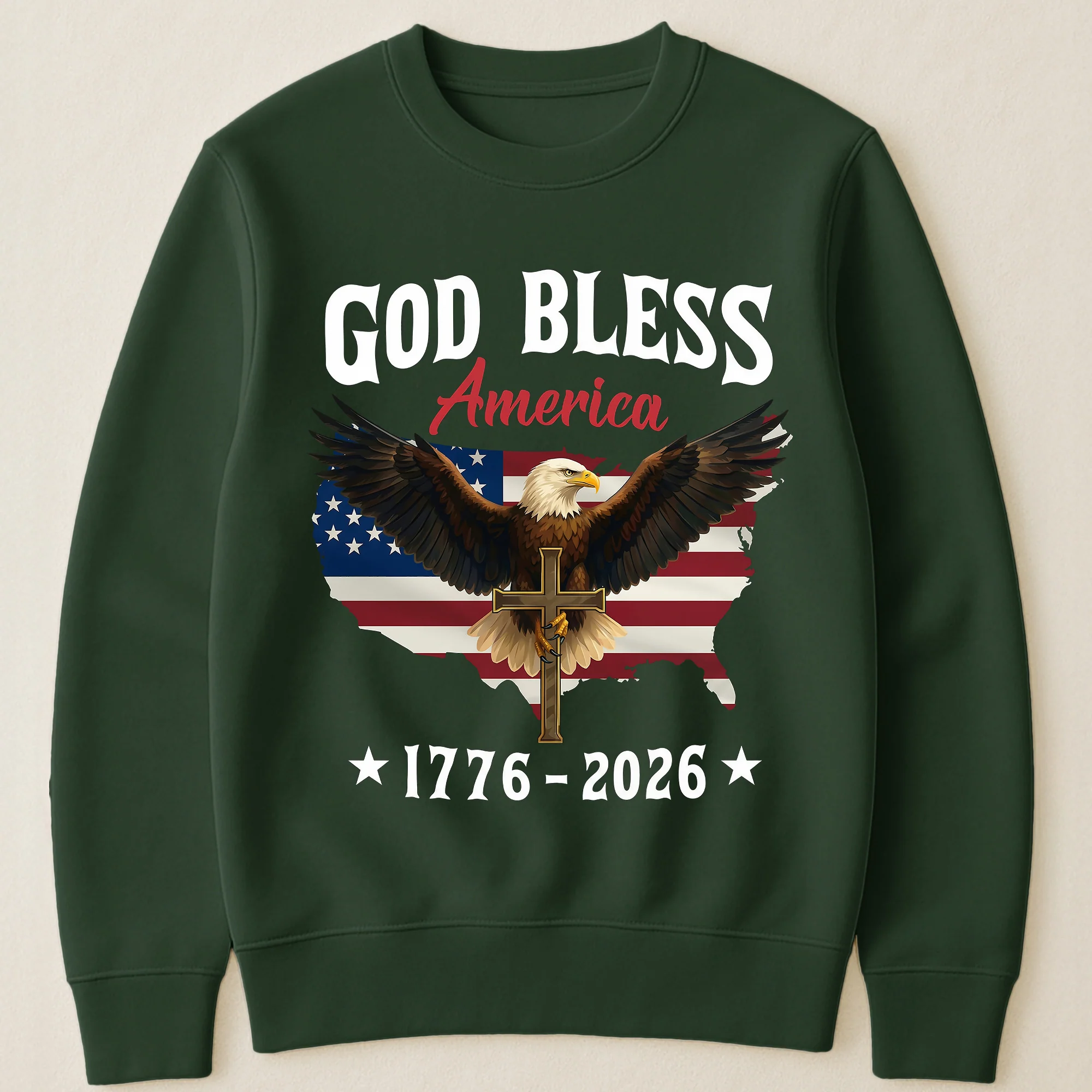 God Bless America Eagle Cross 1776-2026 - Shirt - Image 16