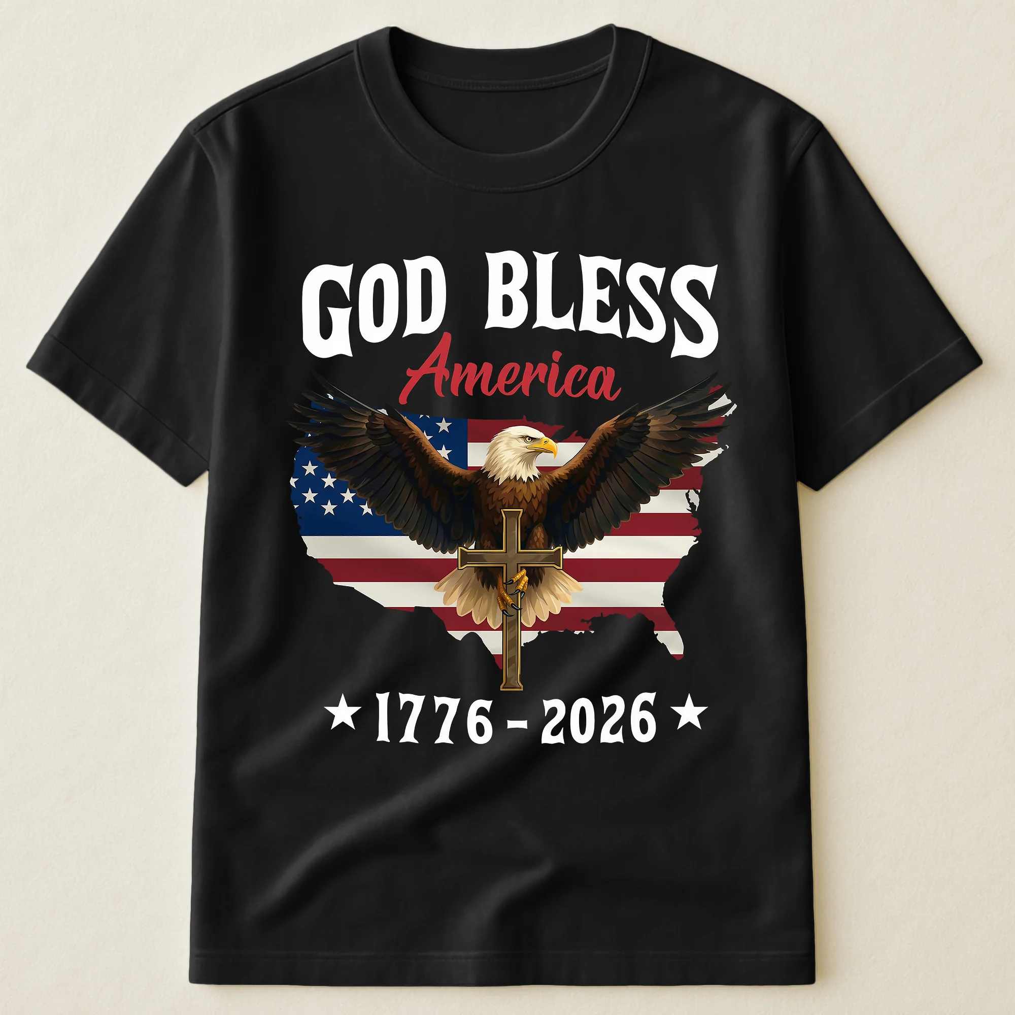 God Bless America Eagle Cross 1776-2026 - Shirt - Image 8