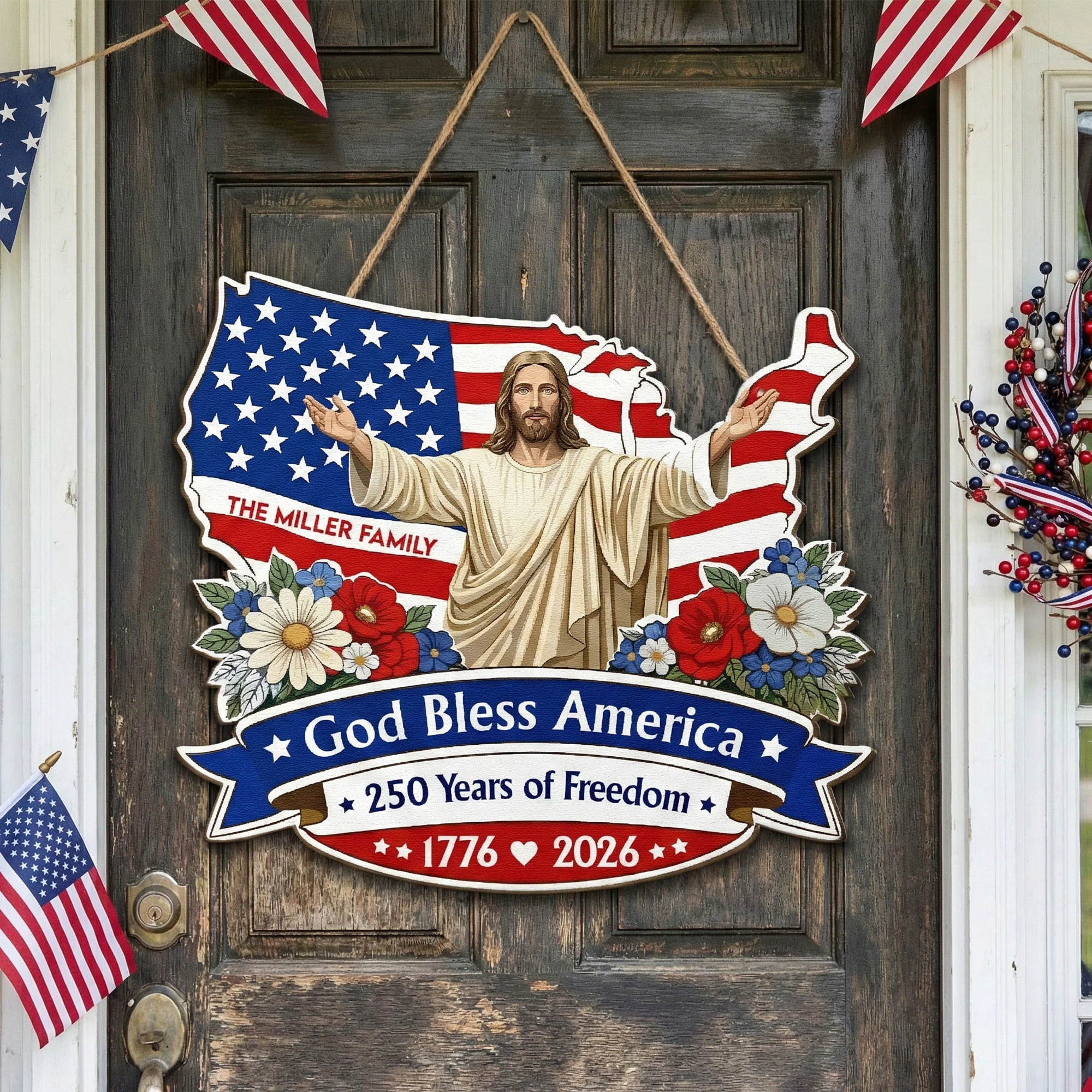 God Bless America - Personalized Wood Sign - Image 3