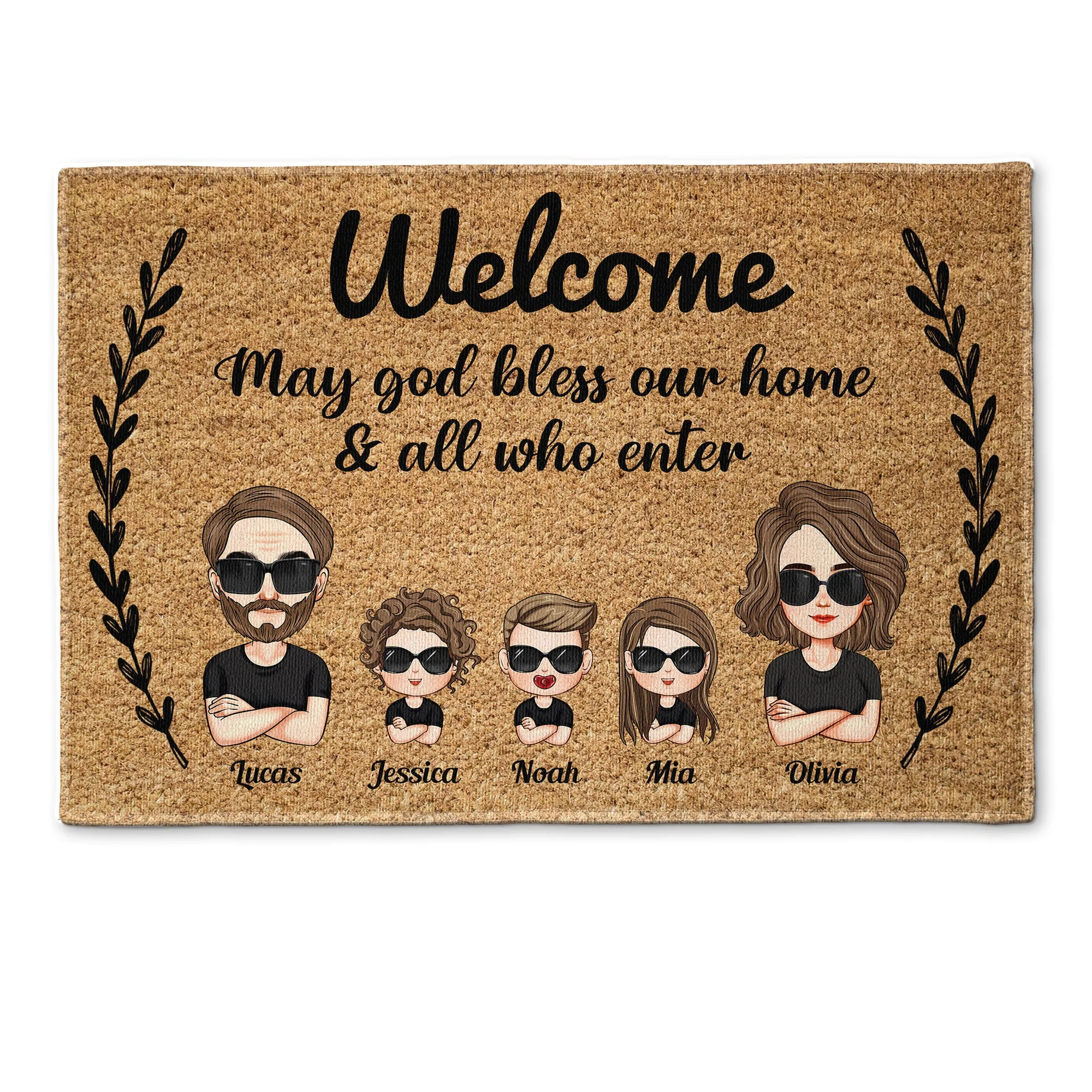 God Bless This Home And All Who Enter - Personalized Doormat