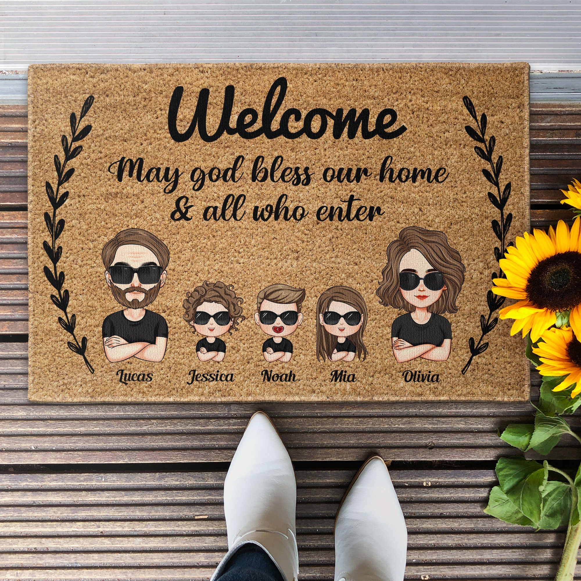 God Bless This Home And All Who Enter - Personalized Doormat - Image 2