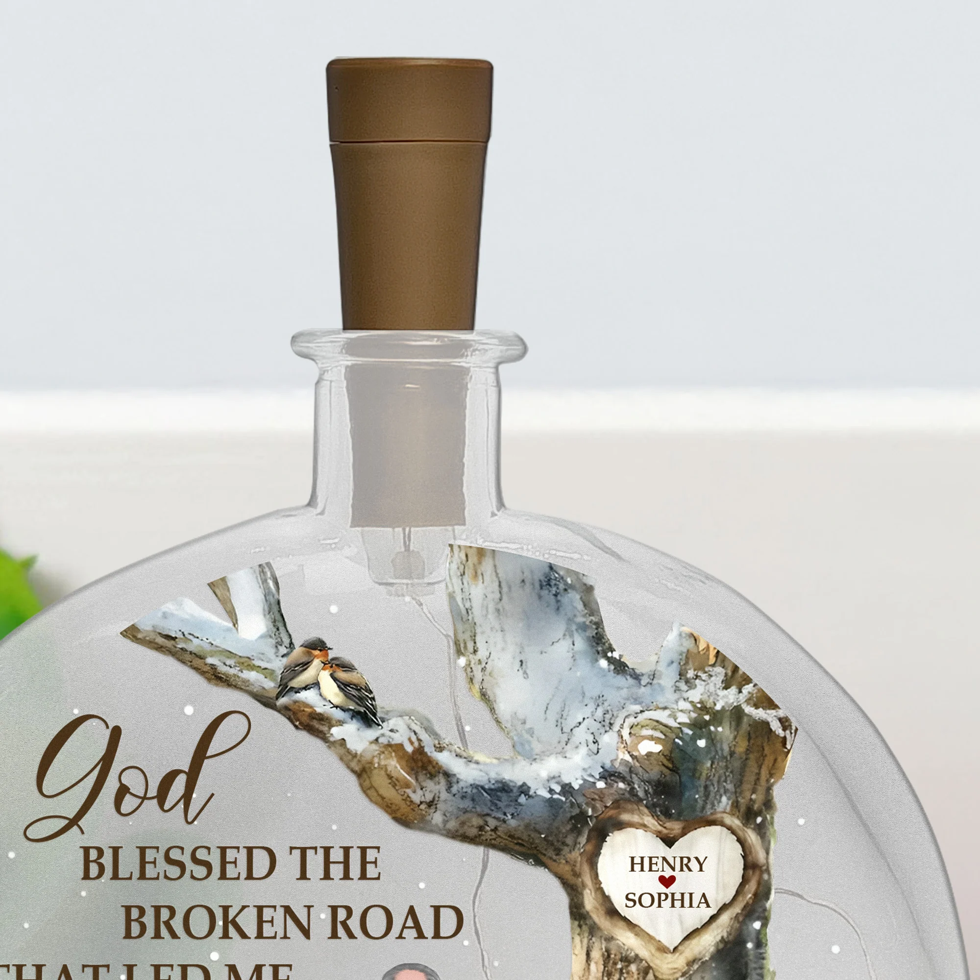 God Blessed The Broken Road - Personalized Round Flat Bottle Light - Image 3
