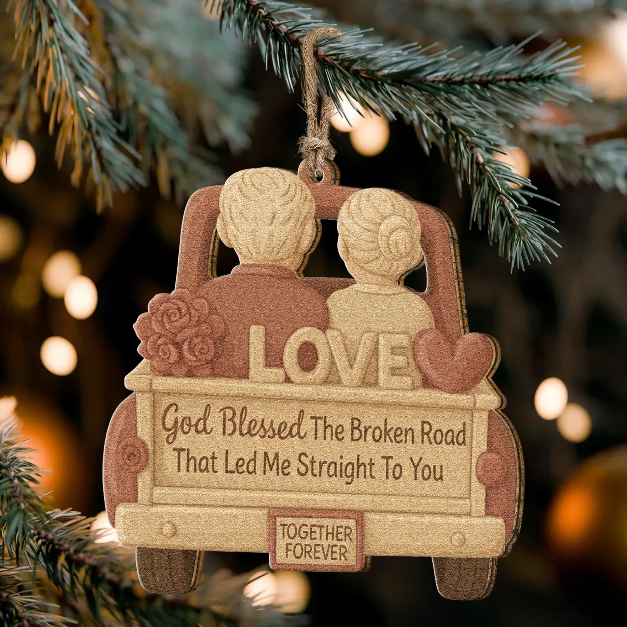 God Blessed The Broken Road That Led Me Straight To You - Wooden Ornament - Image 5