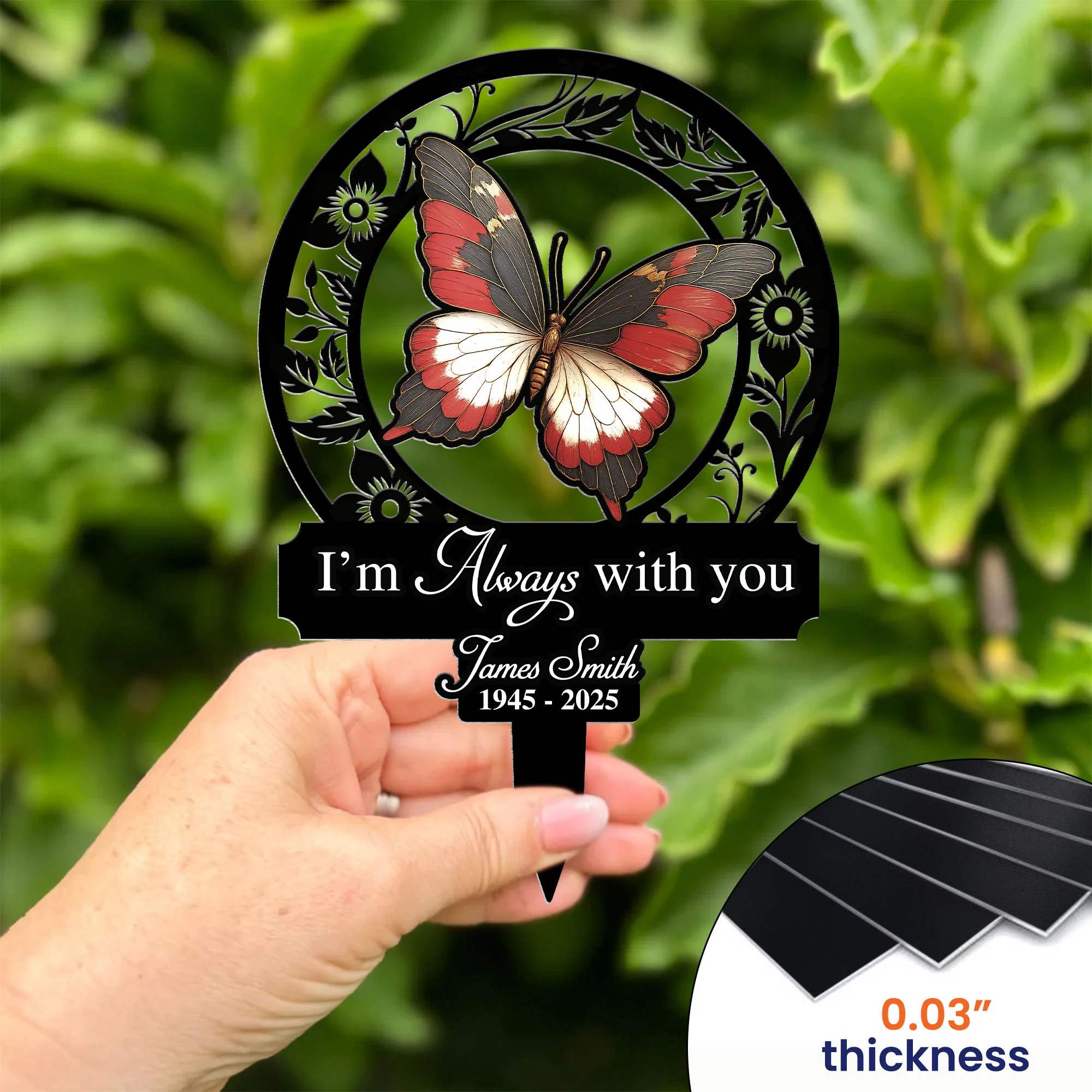 God Has You In His Arms Sympathy Remembrance - Personalized Photo Metal Garden Stake - Image 3