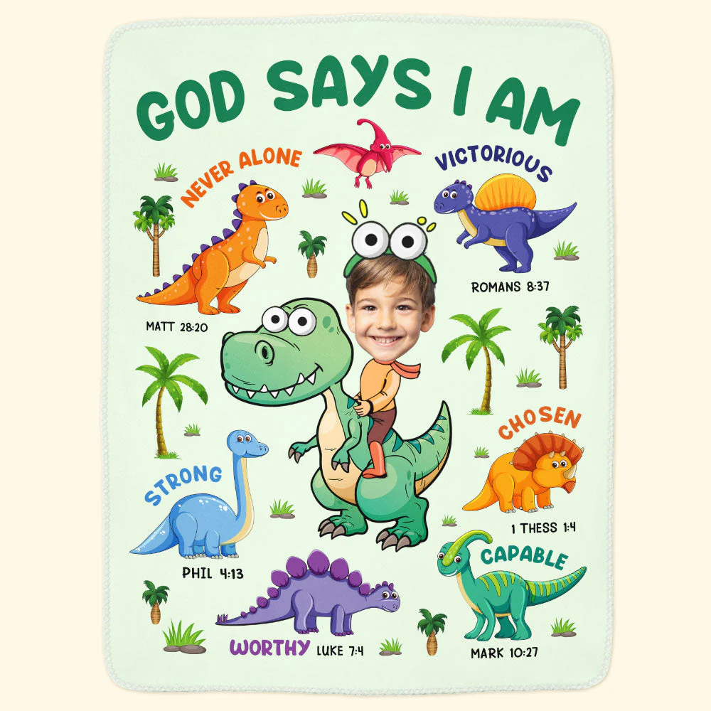 God Says I Am - Personalized Kid Photo Blanket - Image 5
