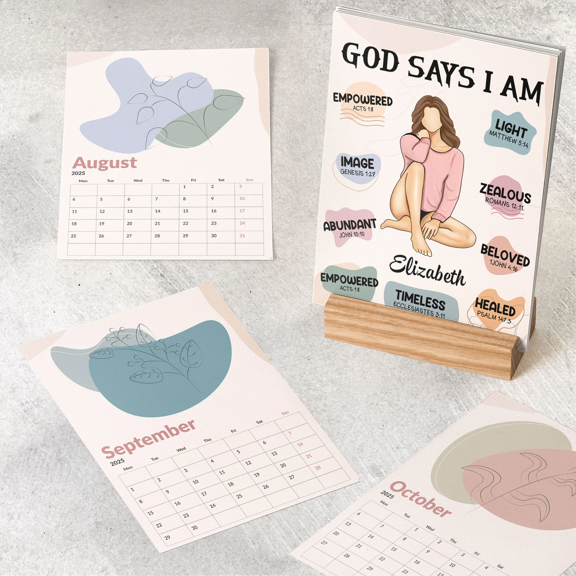 God Says I Am Affirmation - Personalized Easel Calendar - Image 4
