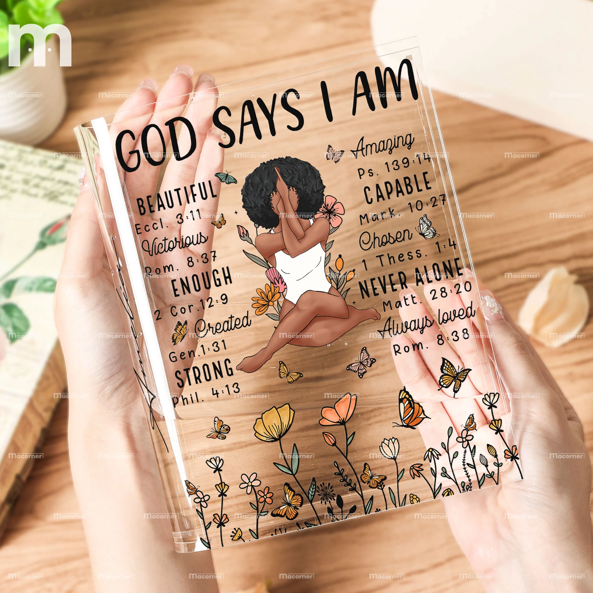 God Says I Am Beautiful Amazing - Personalized Acrylic Book Vase - Image 4