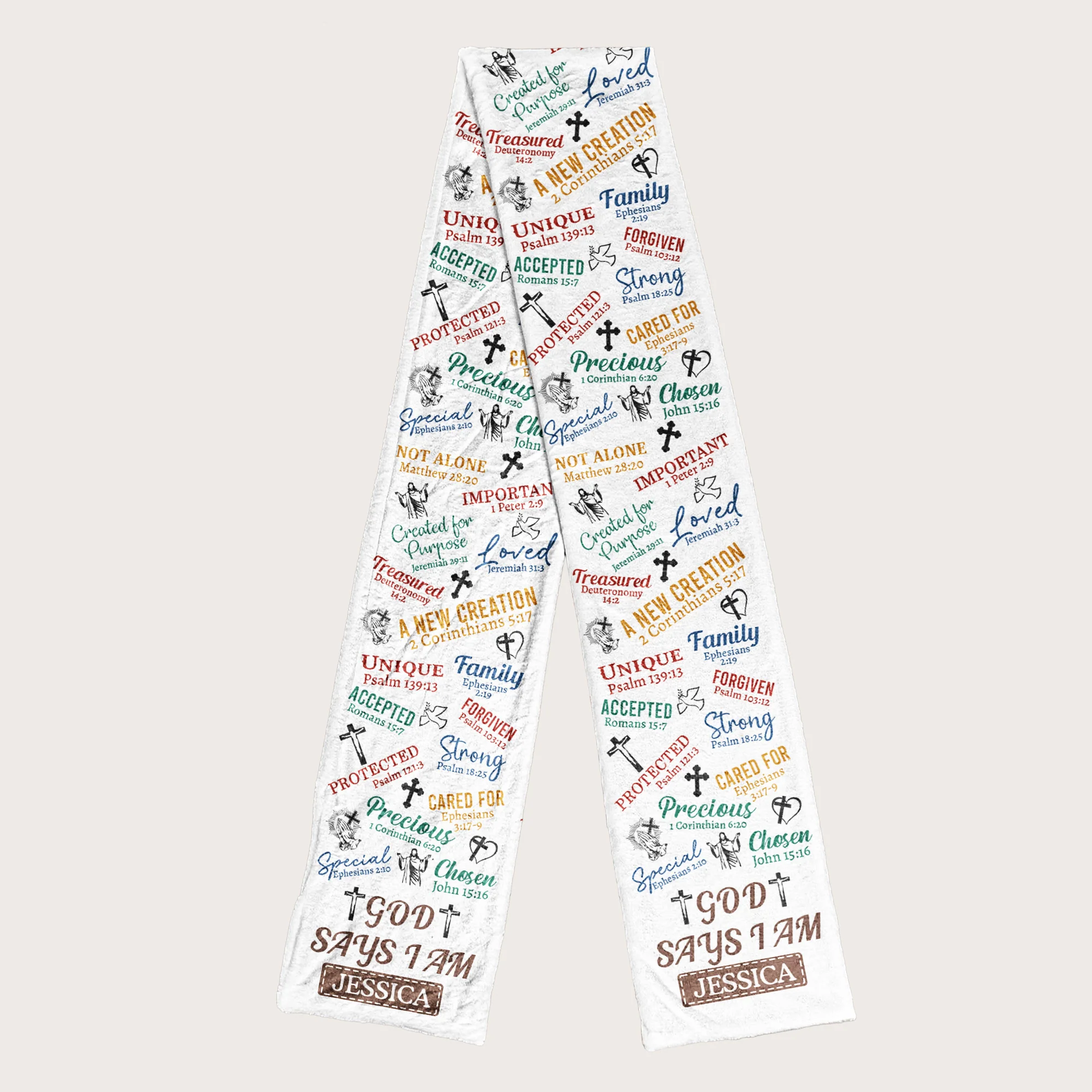 God Says I Am Bible Verses Affirmation - Personalized Fleece Scarf - Image 2