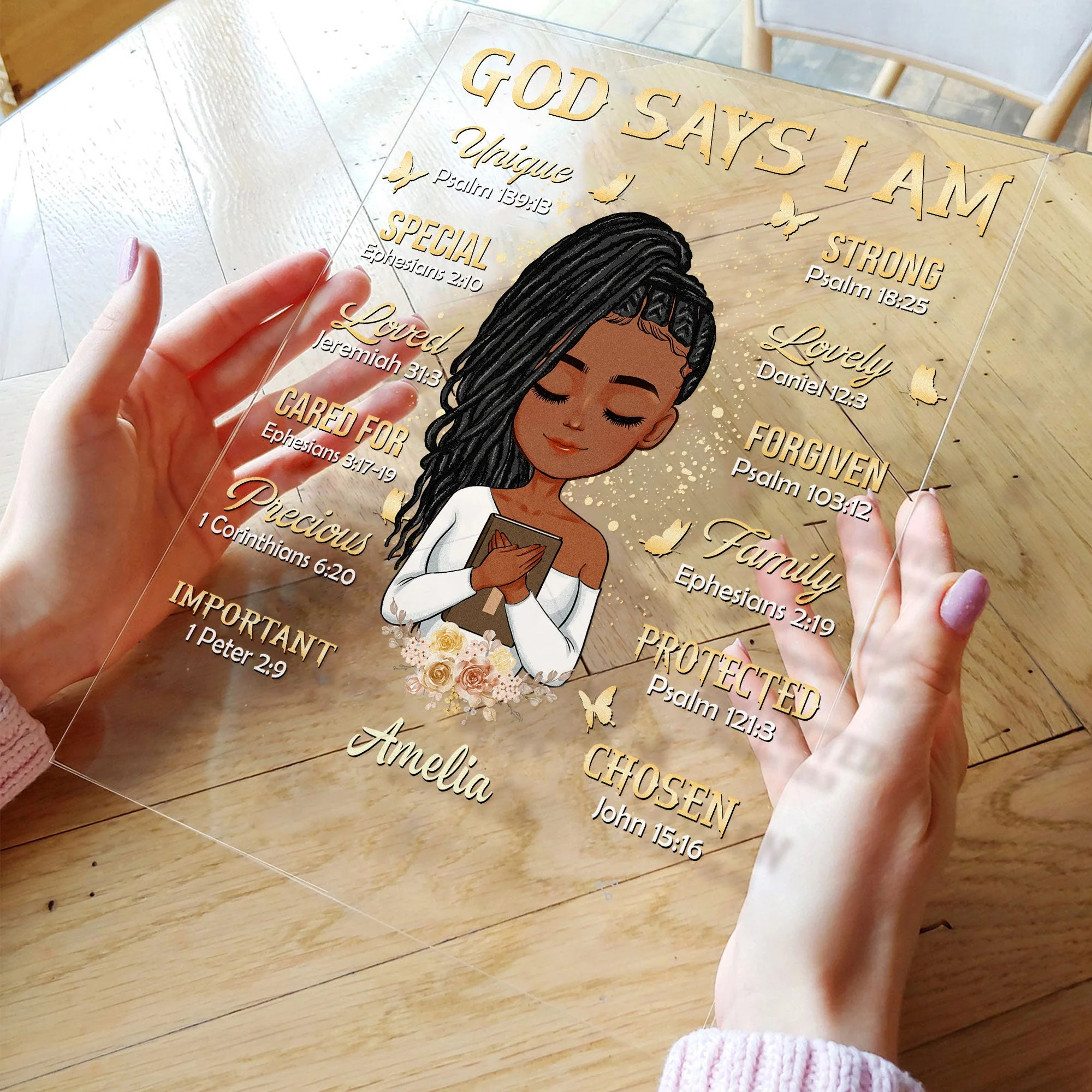 God Says I Am - Cartoon Version - Personalized Acrylic Plaque - Image 3