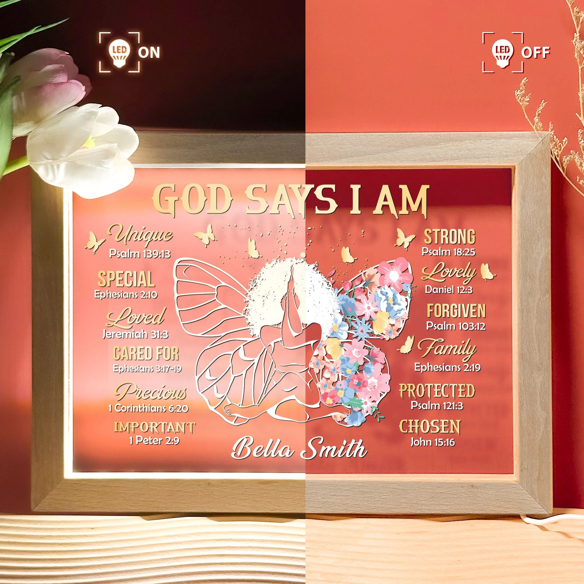 God Says I Am Chosen - Personalized Frame Lamp - Image 2