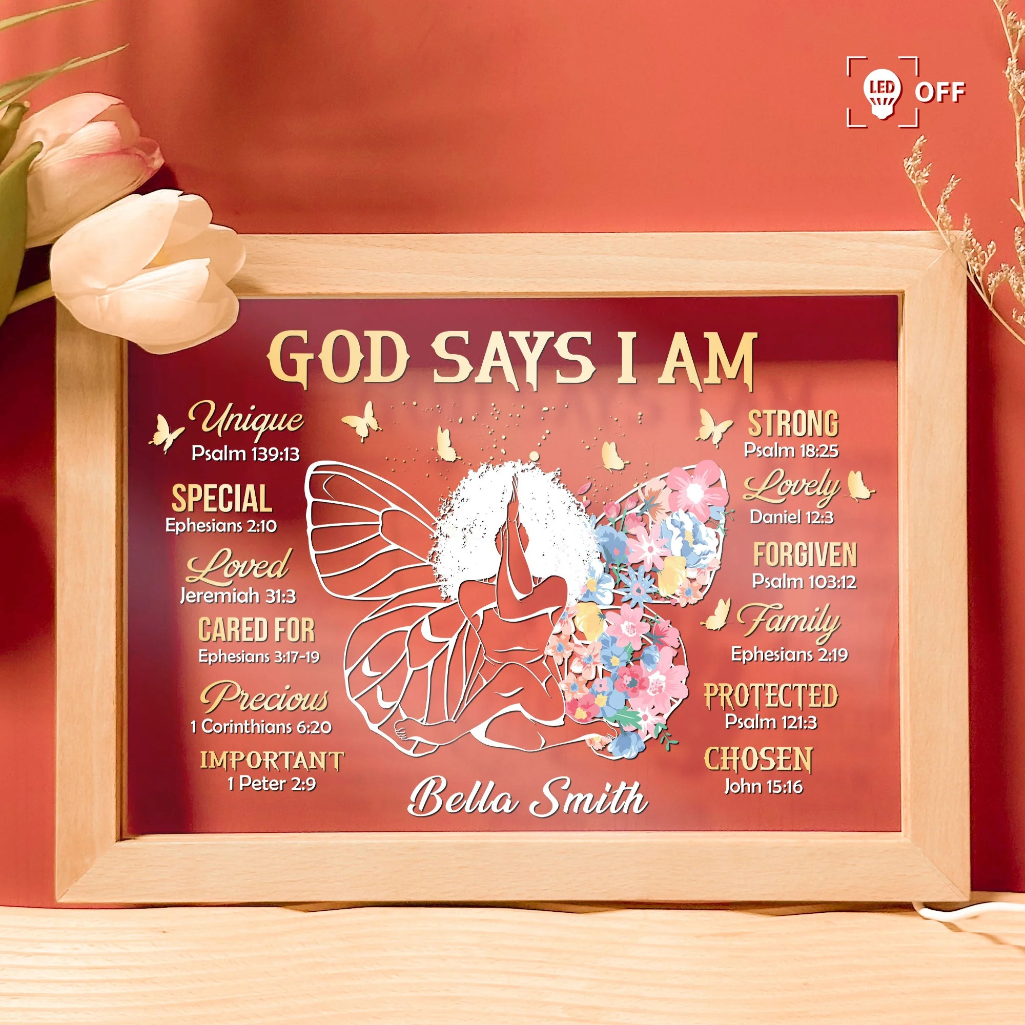 God Says I Am Chosen - Personalized Frame Lamp - Image 3