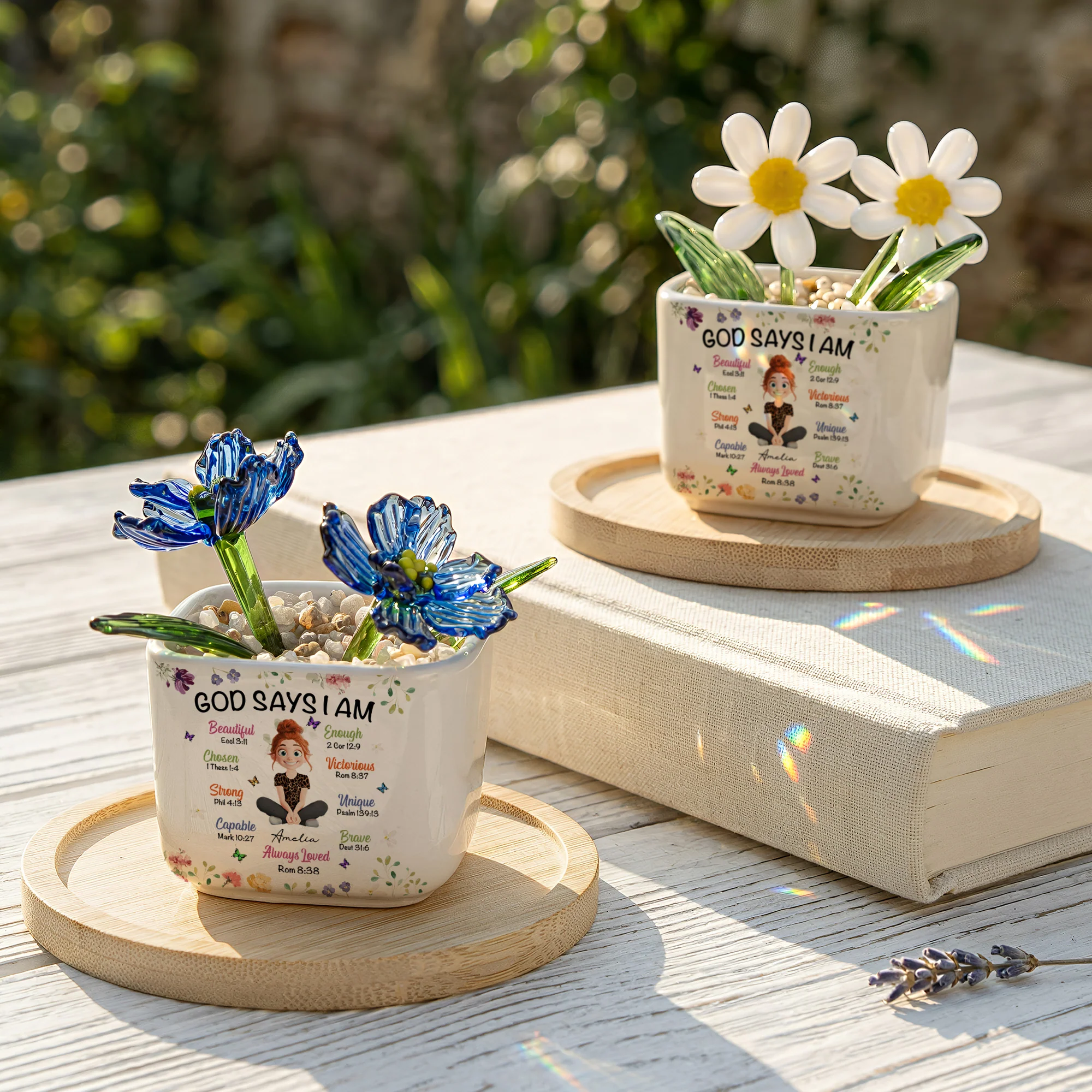 God Says I Am Gift For Her Daughter Wife Mom - Personalized Plant Pot - Image 2