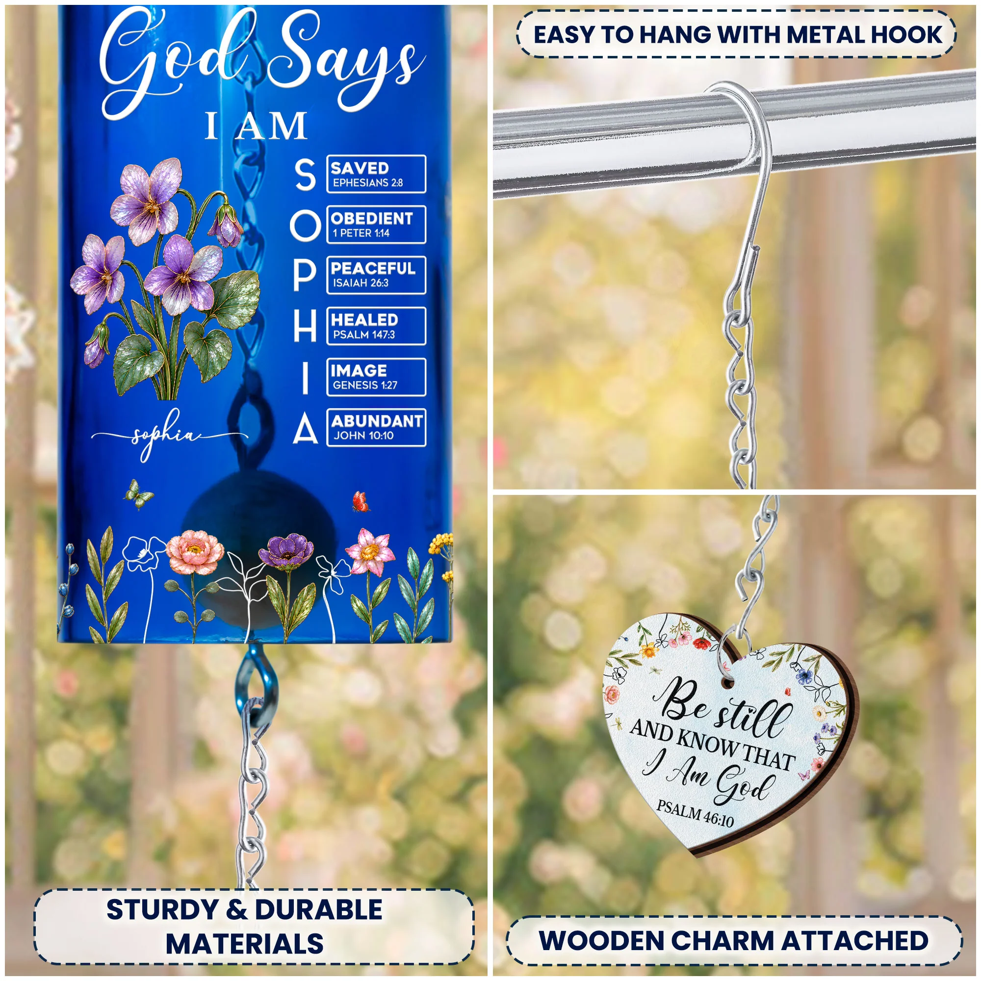 God Says I Am Mother Of Pearl Birth Flower Gift For Her - Personalized Wind Chime - Image 5
