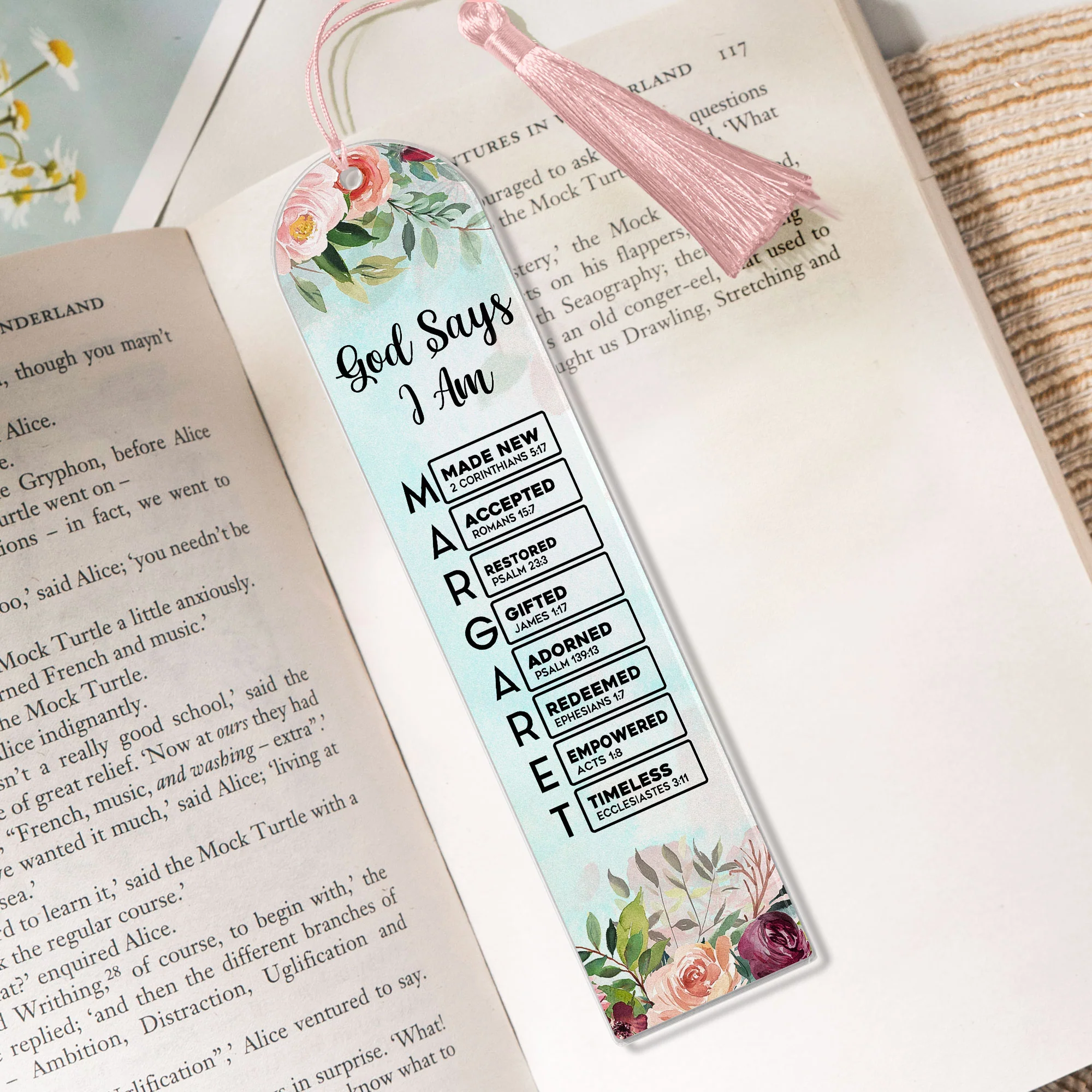 God Says I Am Name In Bible Verse - Custom Acrylic Bookmark - Image 2