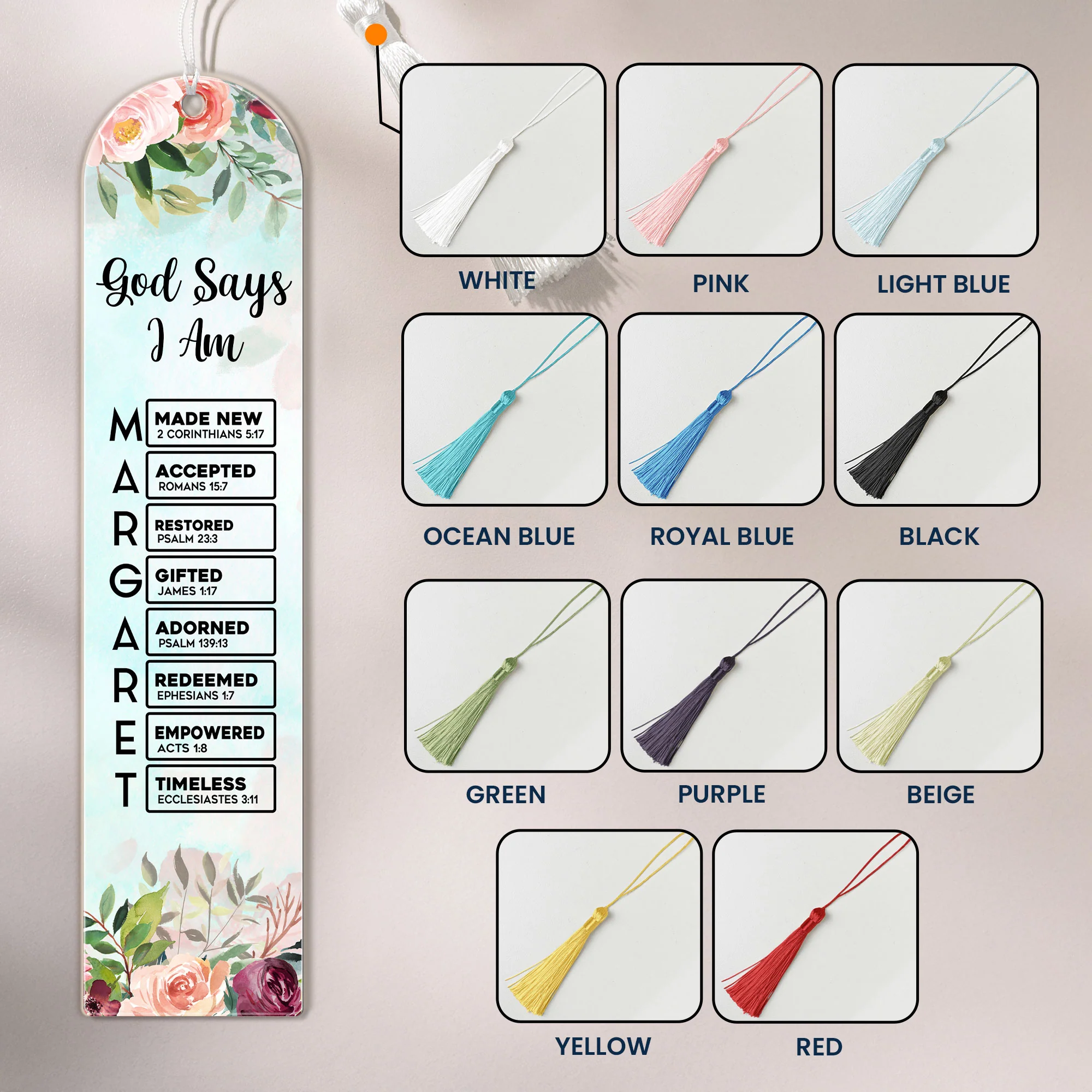 God Says I Am Name In Bible Verse - Custom Acrylic Bookmark - Image 4