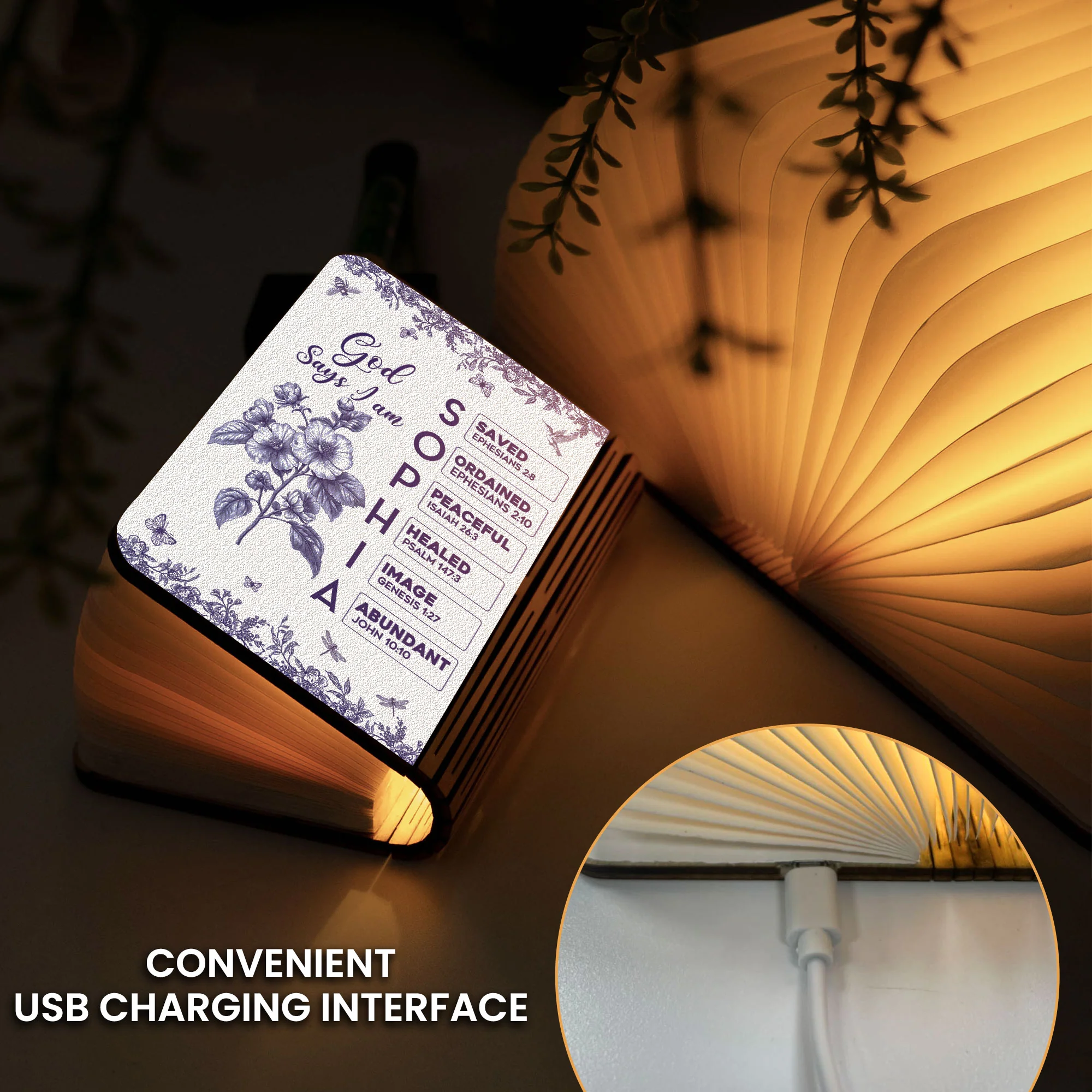 God Says I Am Name In Bible Verse - Personalized Book Lamp - Image 7